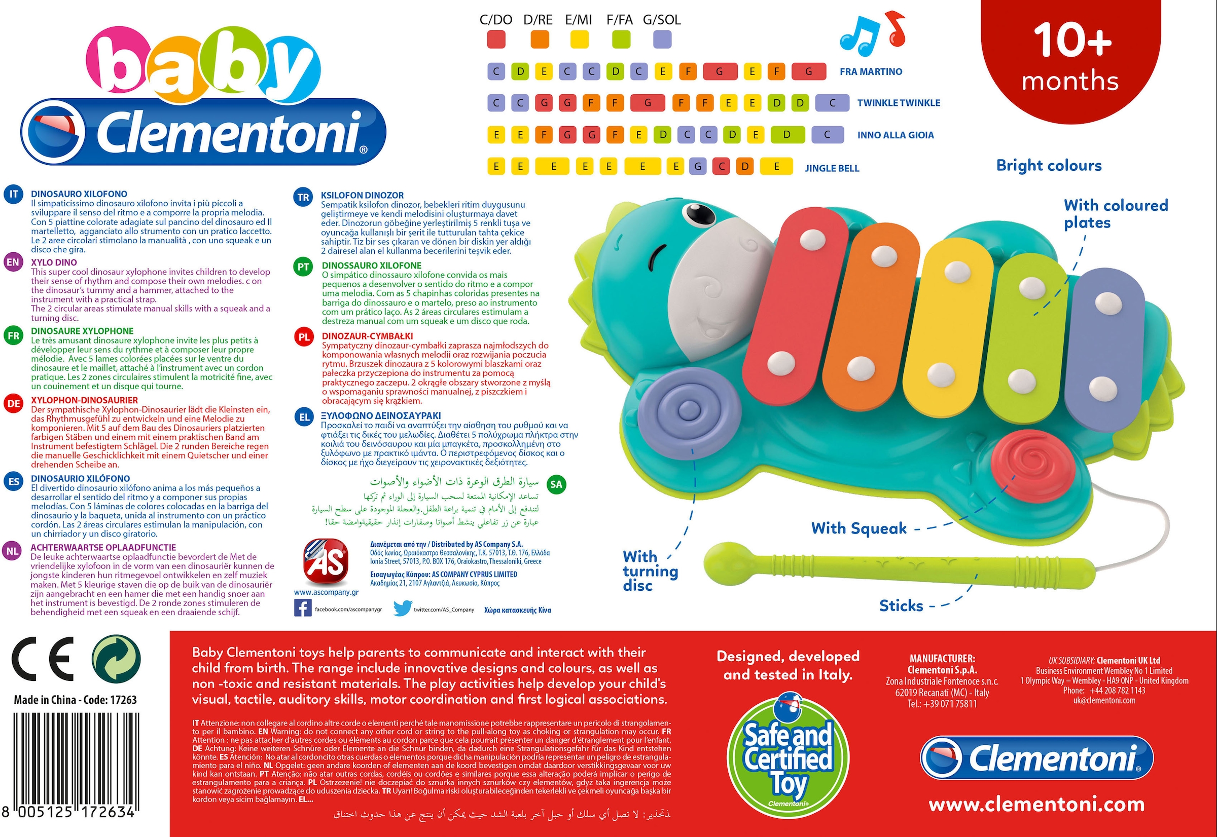 Clementoni® Spielzeug-Musikinstrument »Baby Clementoni, Xylo Dino«