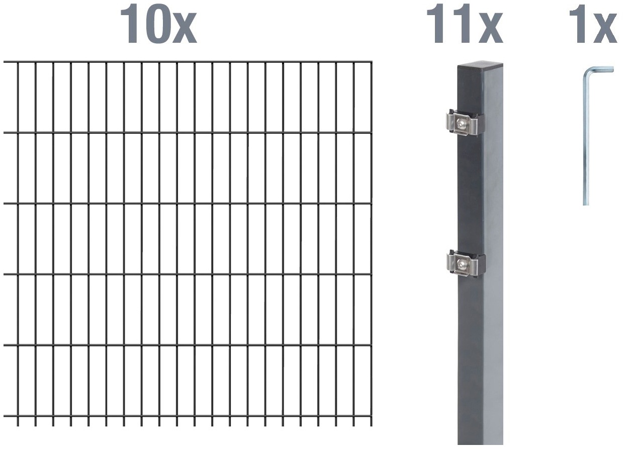 Alberts Doppelstabmattenzaun, (Set), anthrazit, 120 cm hoch, 10 Matten für 20 m, 11... kaufen