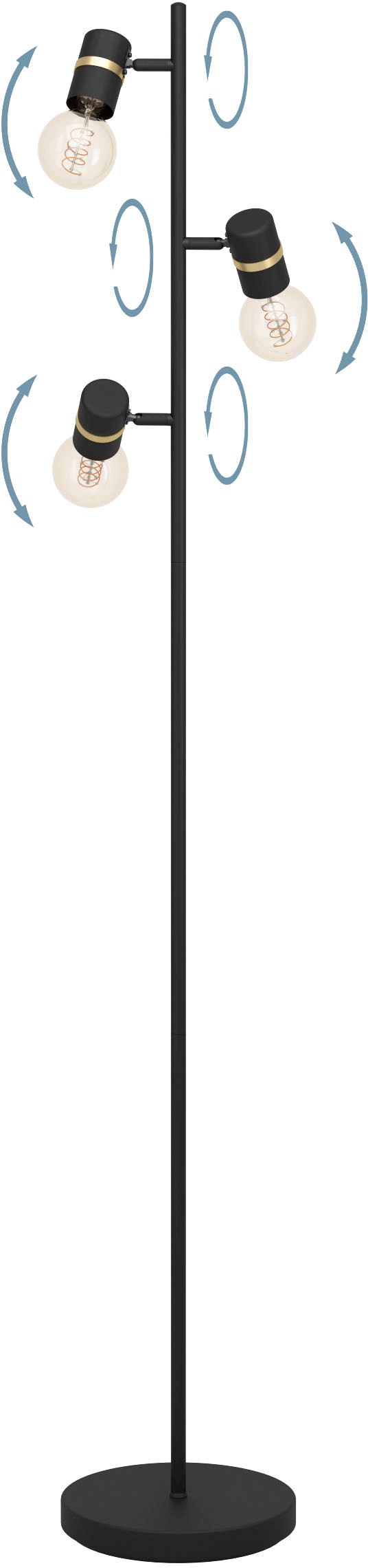 EGLO Stehlampe »LURONE«, Stehleuchte in schwarz und messing aus Stahl -  exkl. E27 - 3X10W online kaufen | mit 3 Jahren XXL Garantie | Standleuchten