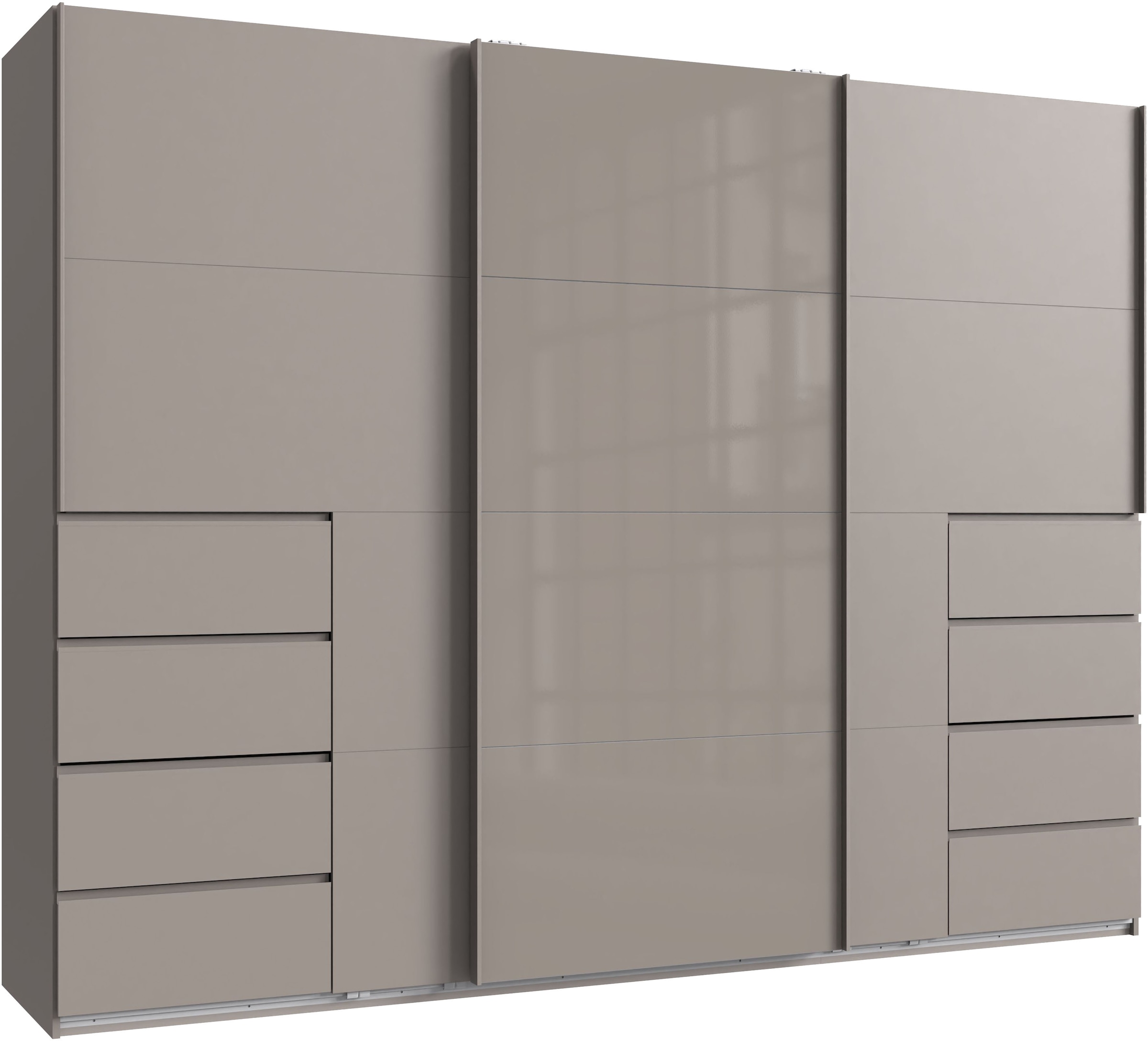 Wimex Schwebetürenschrank »Bali in den Breiten 225cm & 270cm, Kleiderschrank mit Glaselement« Schrank mit 3 Türen, in den Farben: grafit oder saharagrau erhältlich
