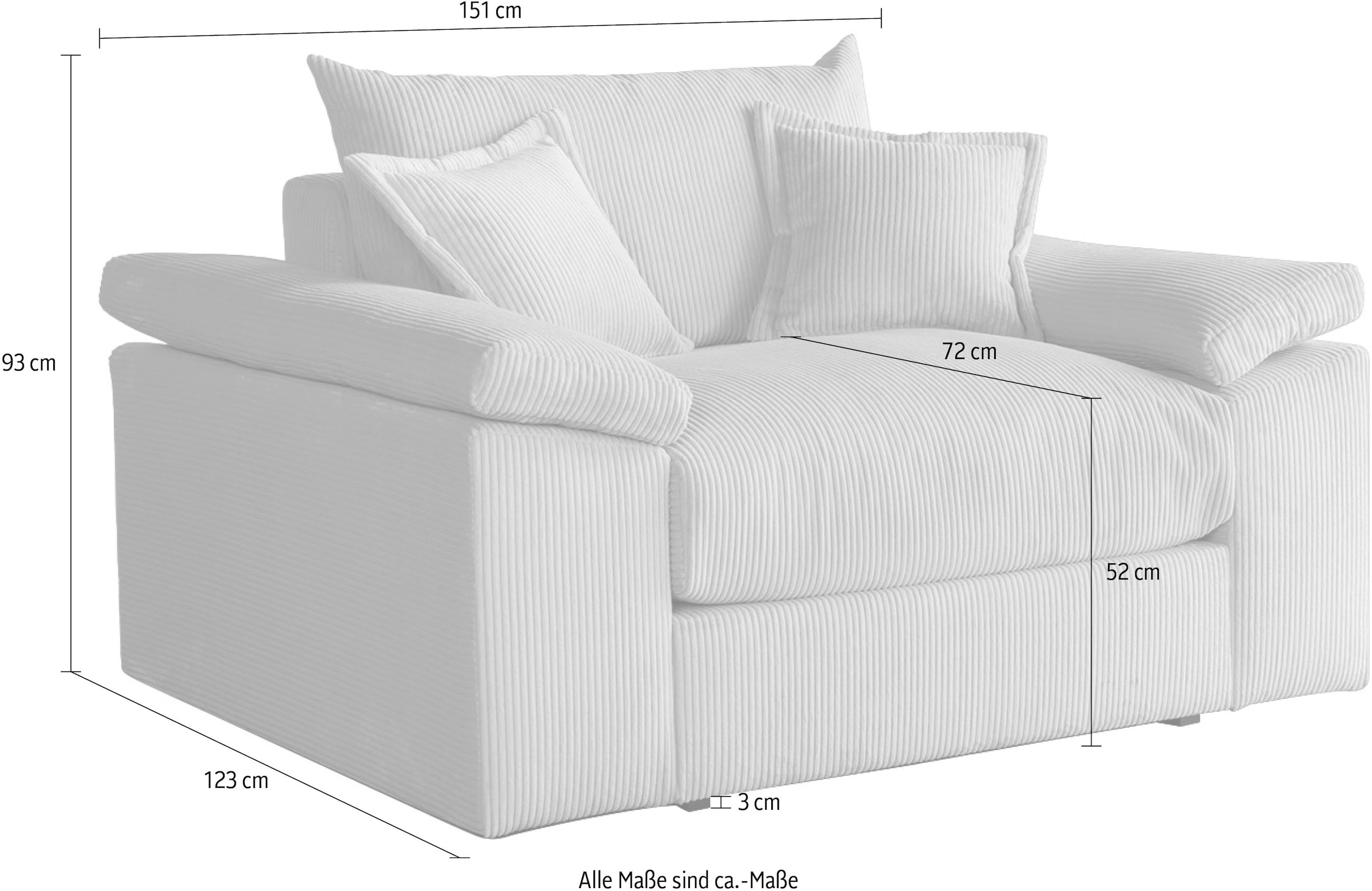 Home affaire XXL-Sessel »Soft&Cosy«, in Cord, inklusive 2 Zierkissen