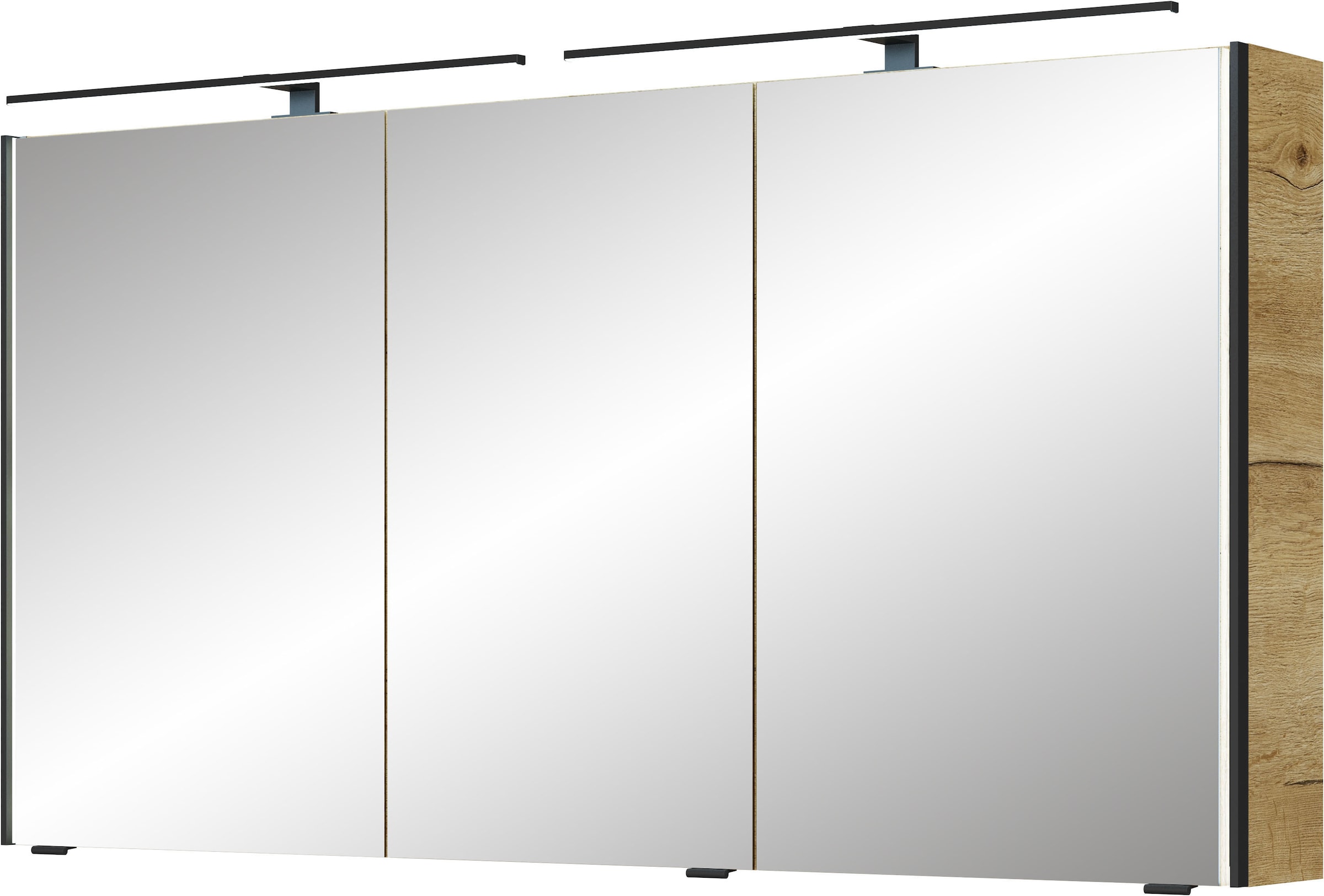 Saphir Badmöbel-Set »Badezimmer-Set 133,2 cm breit, inkl. Türdämpfer, 3 Türen, 4 Schubladen«, (Set, 2 St.), Serie 7045 2-teilig Mineralmarmor-Doppelwaschtisch, LED-Spiegelschrank