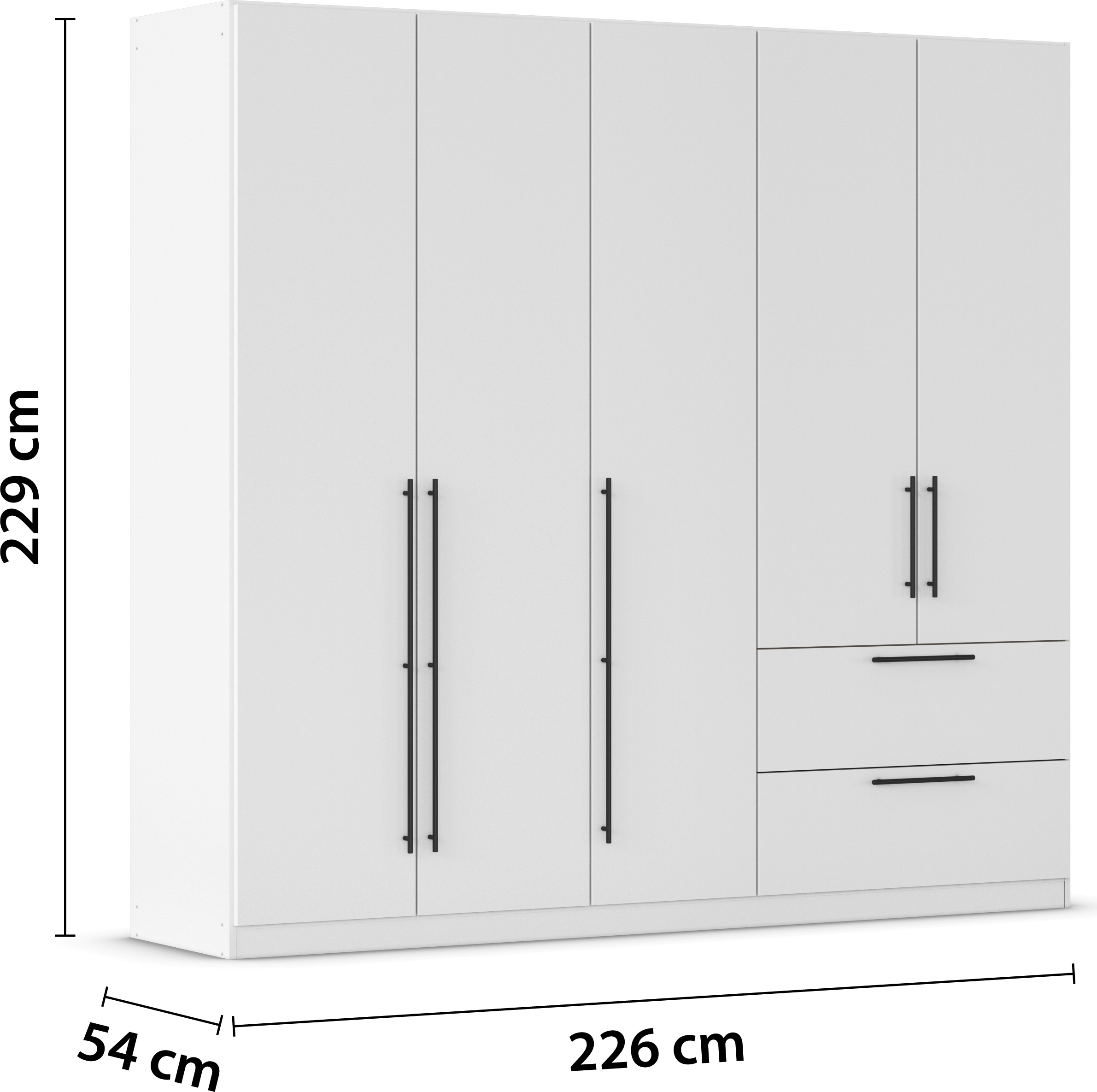 rauch Kleiderschrank »Drehtürenschrank Schrank Garderobe Wäscheschrank Schlafzimmer AVOLA«, (in 3 verschiedenen Ausstattungen BASIC/CLASSIC/PREMIUM), mit hochwertigen Stangengriffen aus Metall in Schwarz MADE IN GERMANY
