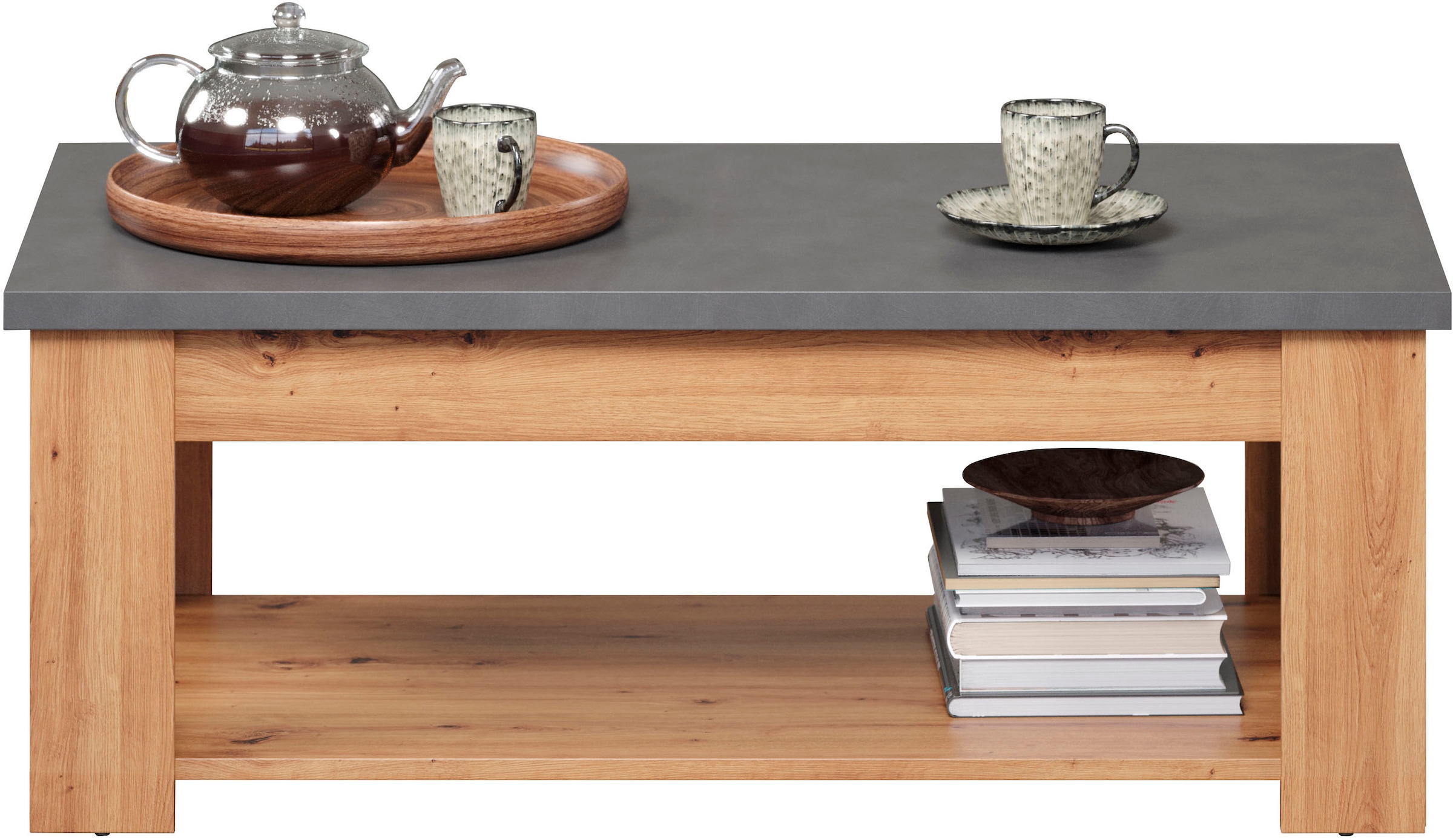 Home affaire Couchtisch »Ambres«, (1 St.), rechteckiger Sofatisch mit Ablage - Maße (B/T/H) 120/67/46 cm