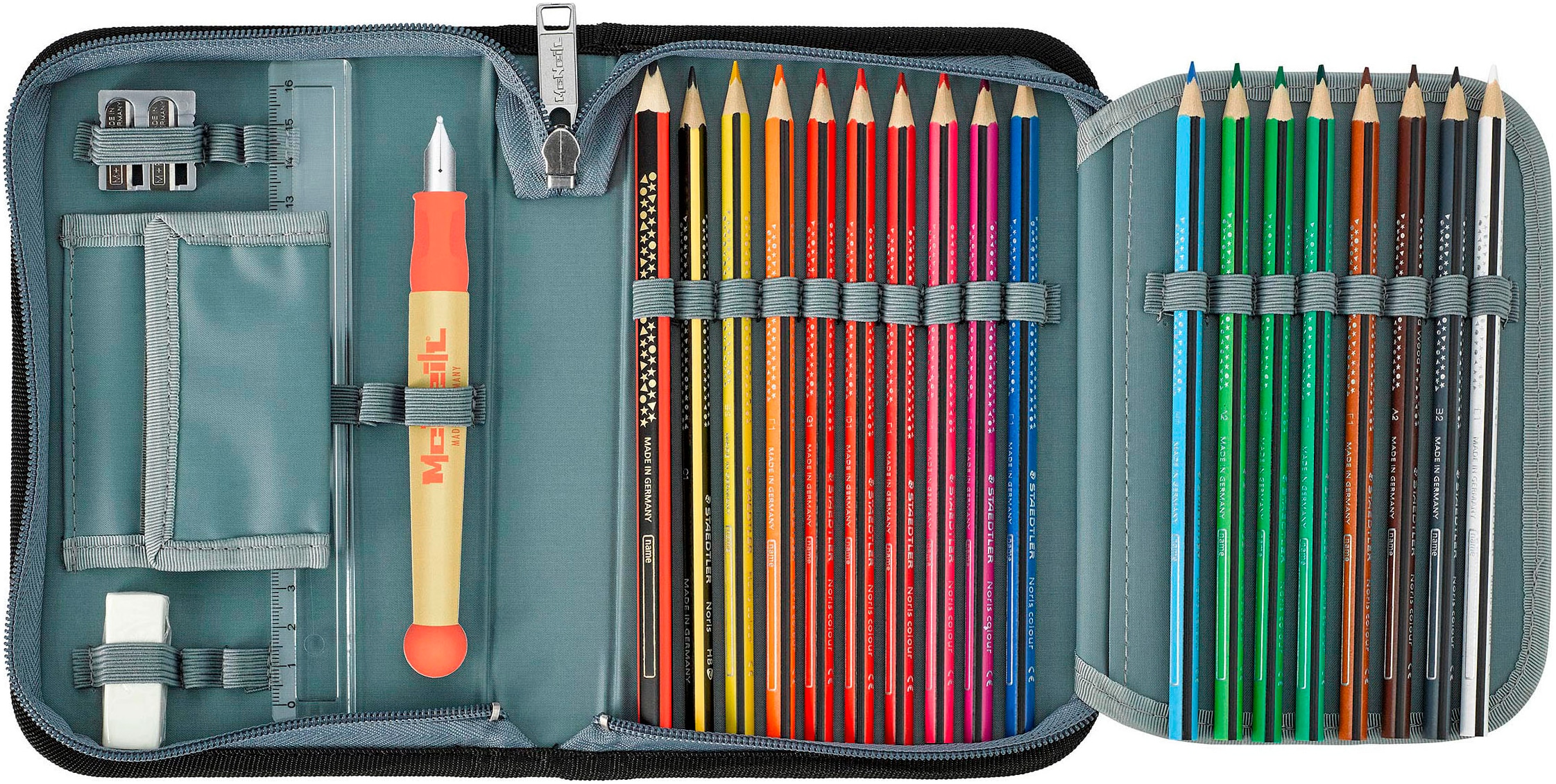 McNeill Schulranzen »Ergo Compacto, Techno« reflektierende Streifen auf den Schultergurten;retroreflektierende Flächen inkl. Federmäppchen, Turnbeutel, Schlamperrolle & Motivmagnet