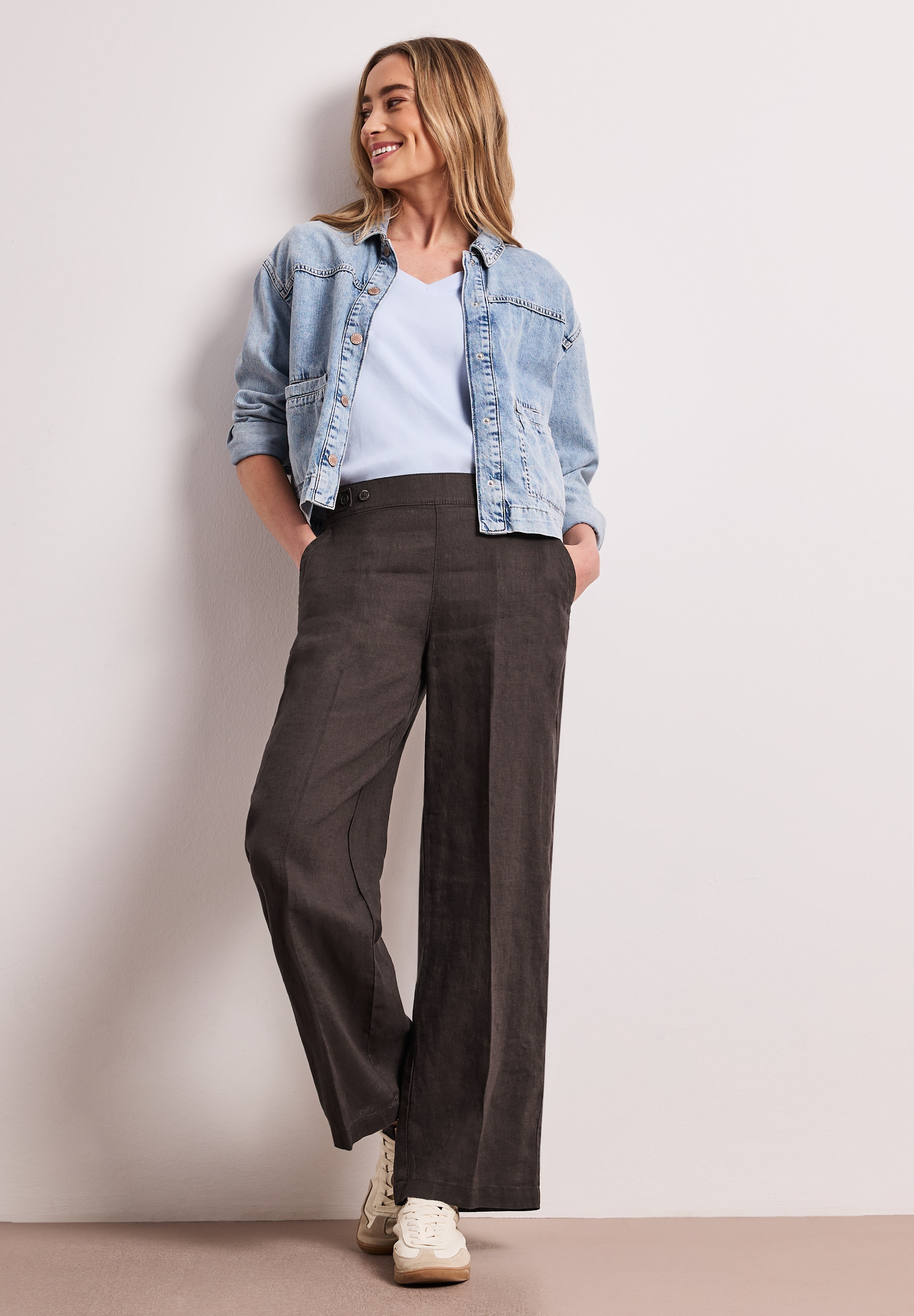 STREET ONE Stoffhose  im Loose Fit und aus Leinen