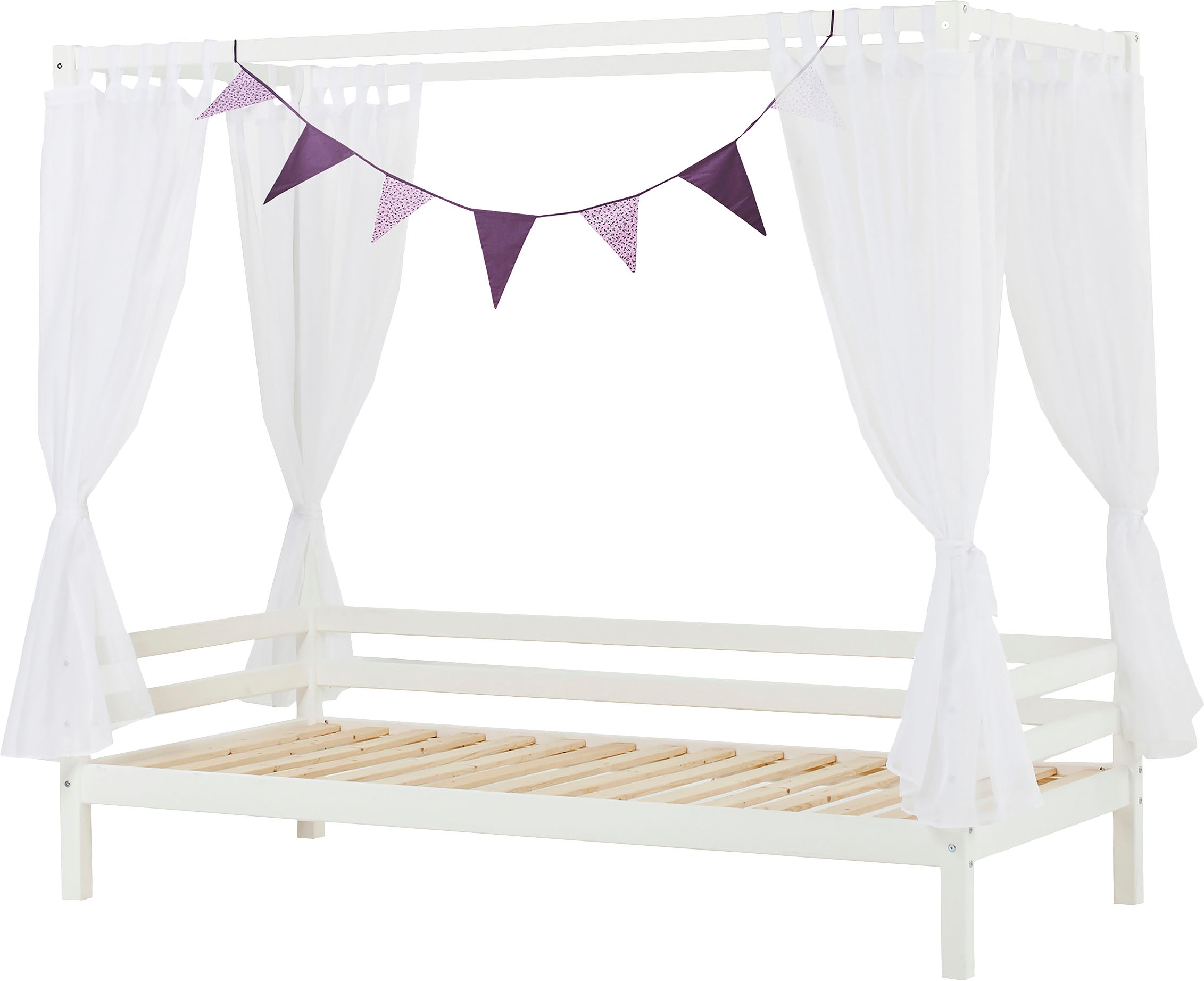 Himmelbett AMORI mit Bett-Vorhang - Liegefläche 90 x 200 cm - Weiß