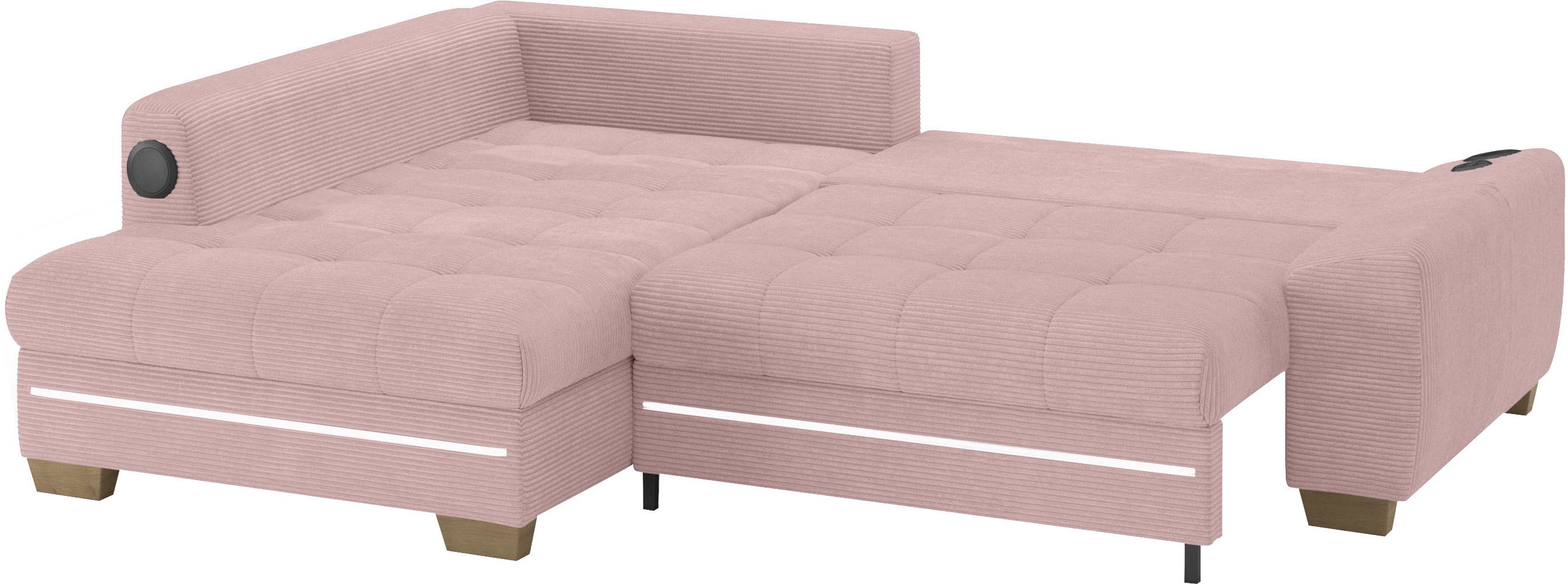 Mr. Couch Ecksofa »Nikita II, L-Form«, mit Kaltschaum, RGB-LED, Soundsystem, wahlweise mit Bett, Bettkasten