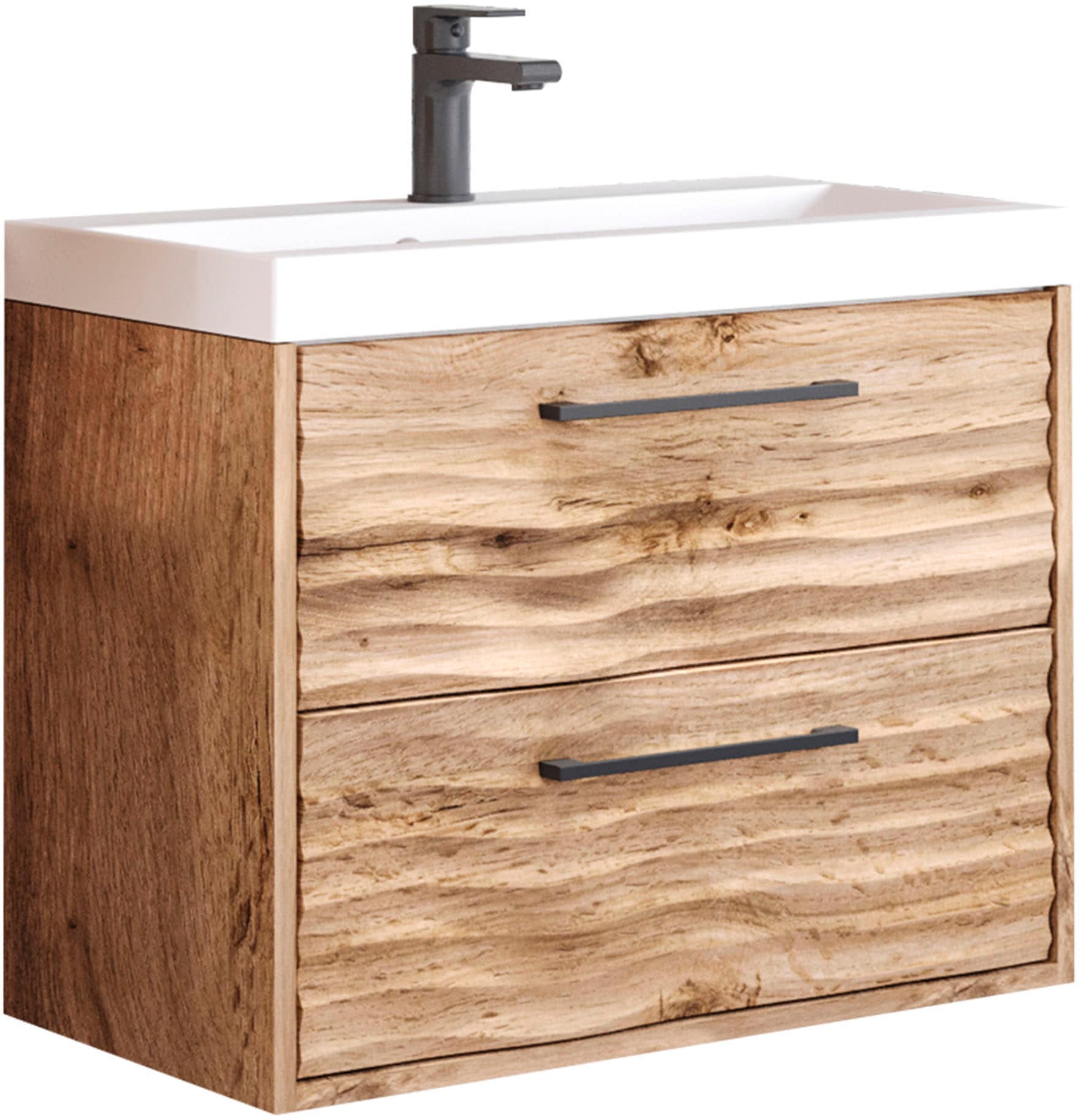 welltime Waschtisch "Canada" Badmöbel Wellenstruktur inkl. Becken, Breite 60cm Waschplatz