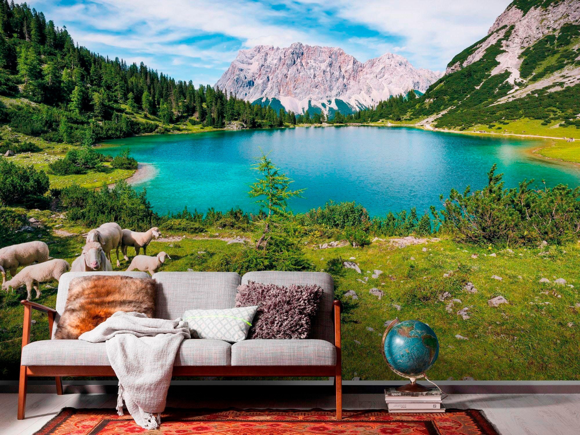 Komar Vliestapete »Digitaldruck Vlies - Paradise Lake - Größe 400 x 250 cm«, bedruckt, Wohnzimmer, Schlafzimmer