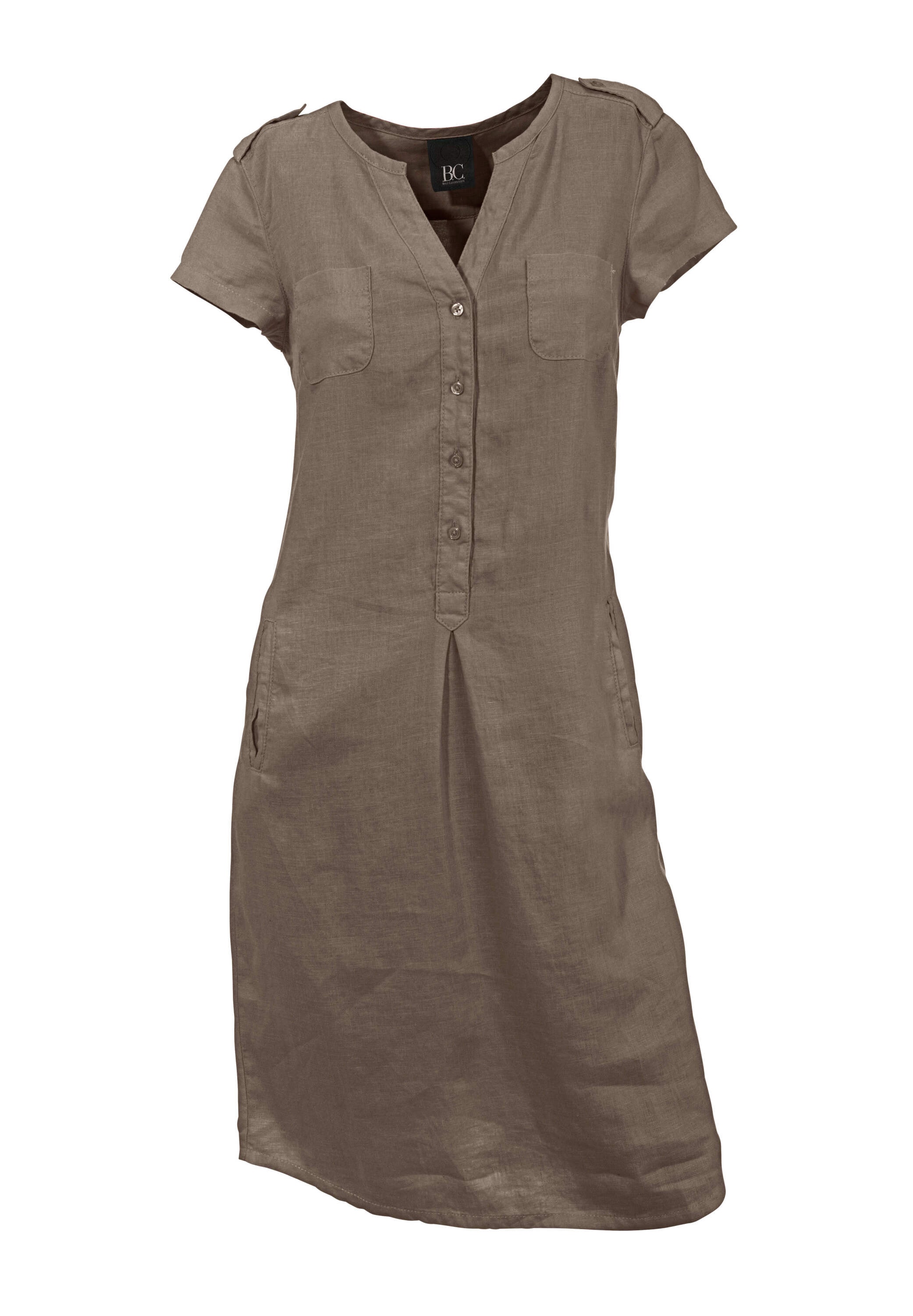 heine Jerseykleid »Leinenkleid Sommerkleid in knieumspielender Länge« Brusttasche