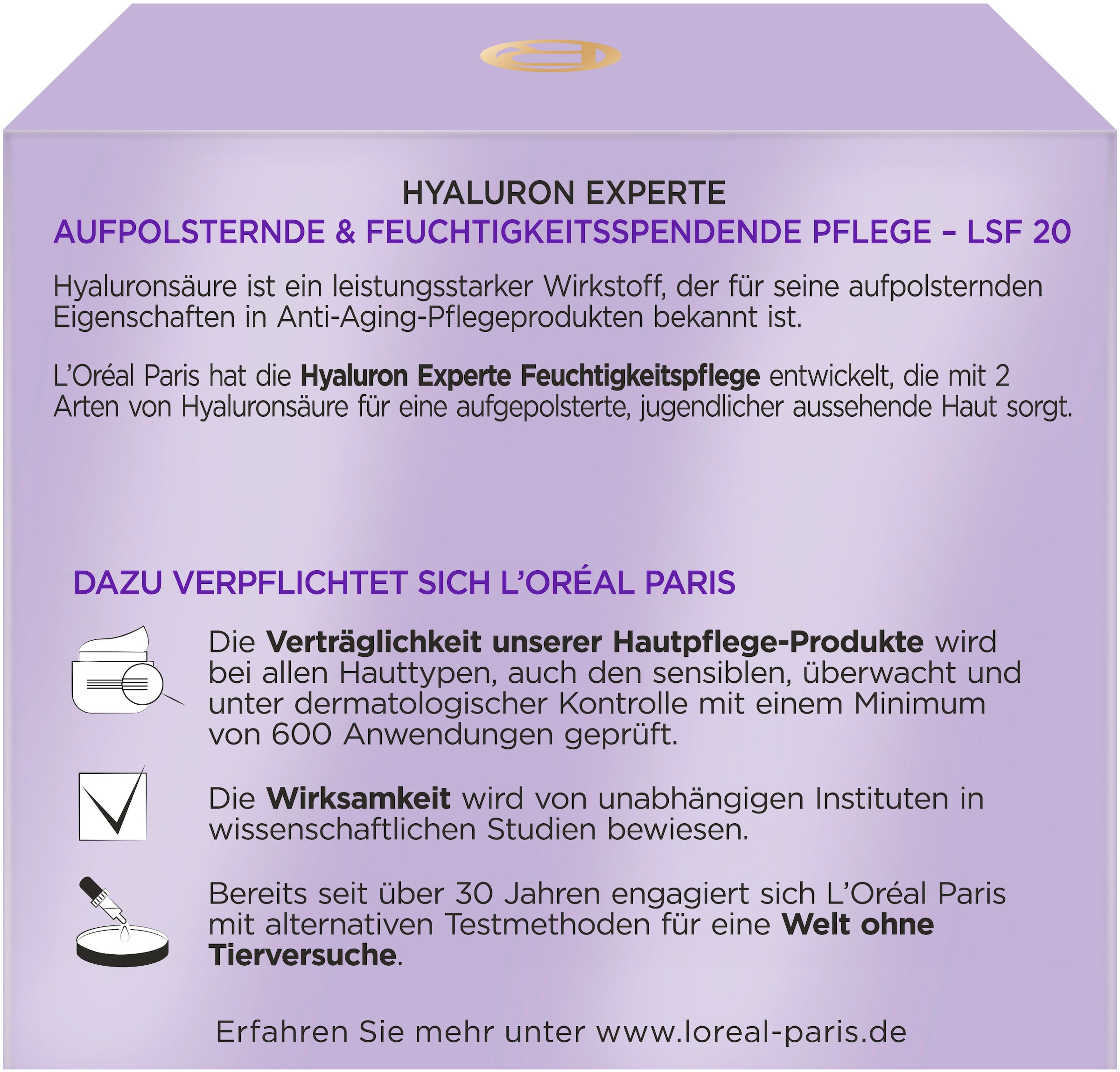L'ORÉAL PARIS Tagescreme »Hyaluron Experte Pflege Tag« mit LSF 20