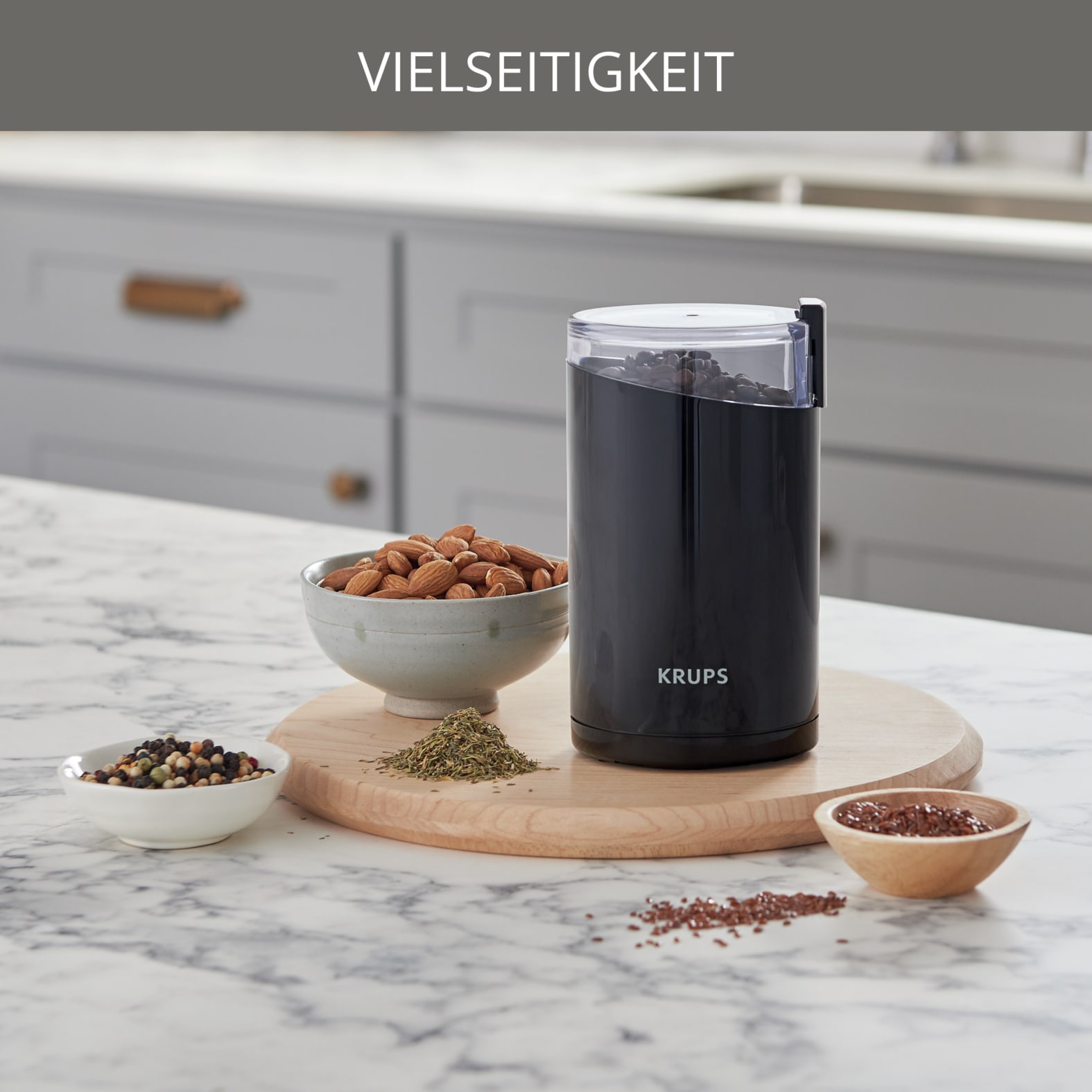 Krups Kaffeemühle »F20342« 200 W Schlagmesser 85 gBohnenbehälter fein bis grob, 12-Tassen Fassungsvermögen, robuste Edelstahlklingen