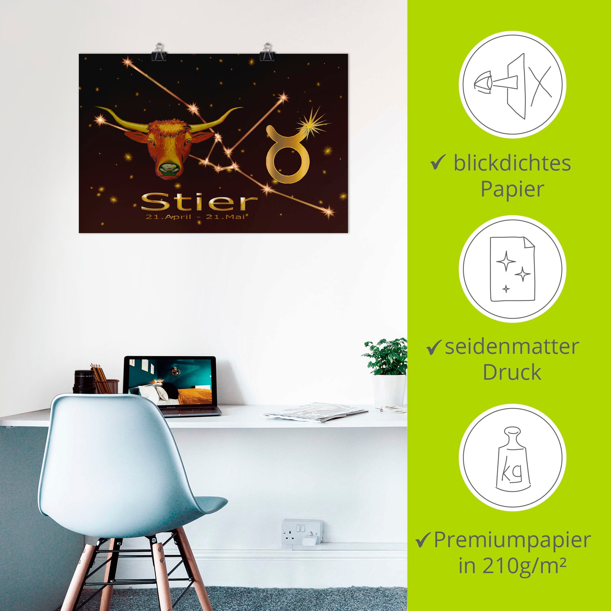 Artland Poster »Sternzeichen - Stier« Bilder von Sternzeichen 1 Stk. tlg. ohne Rahmen