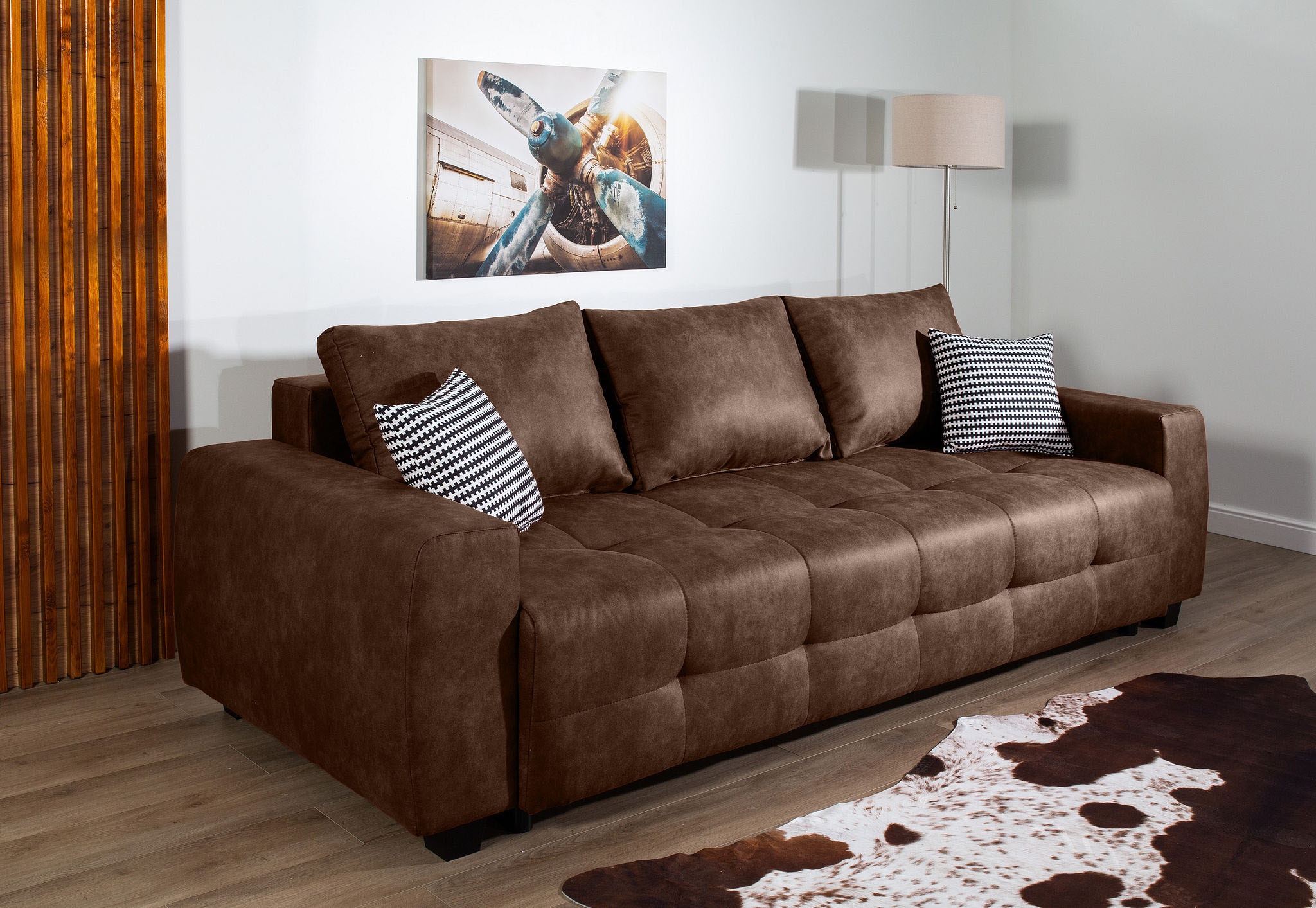 COLLECTION AB Schlafsofa »Bella, B: 241 cm, Liegefl. 142x194 cm« mit Bettfunktion, Bettkasten & 2 Zierkissen, Federkern