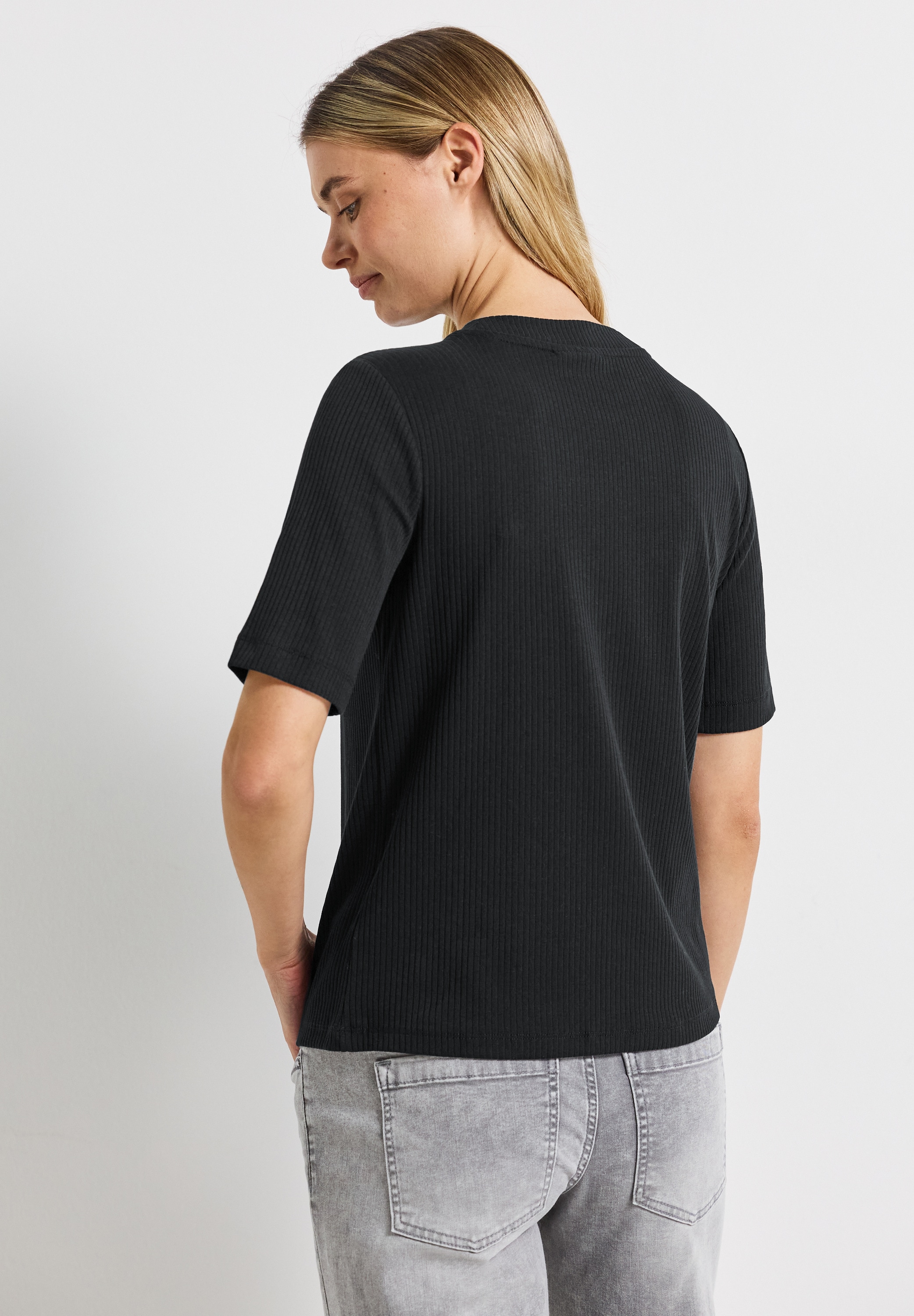 STREET ONE T-Shirt mit Rippstruktur, Sommershirt