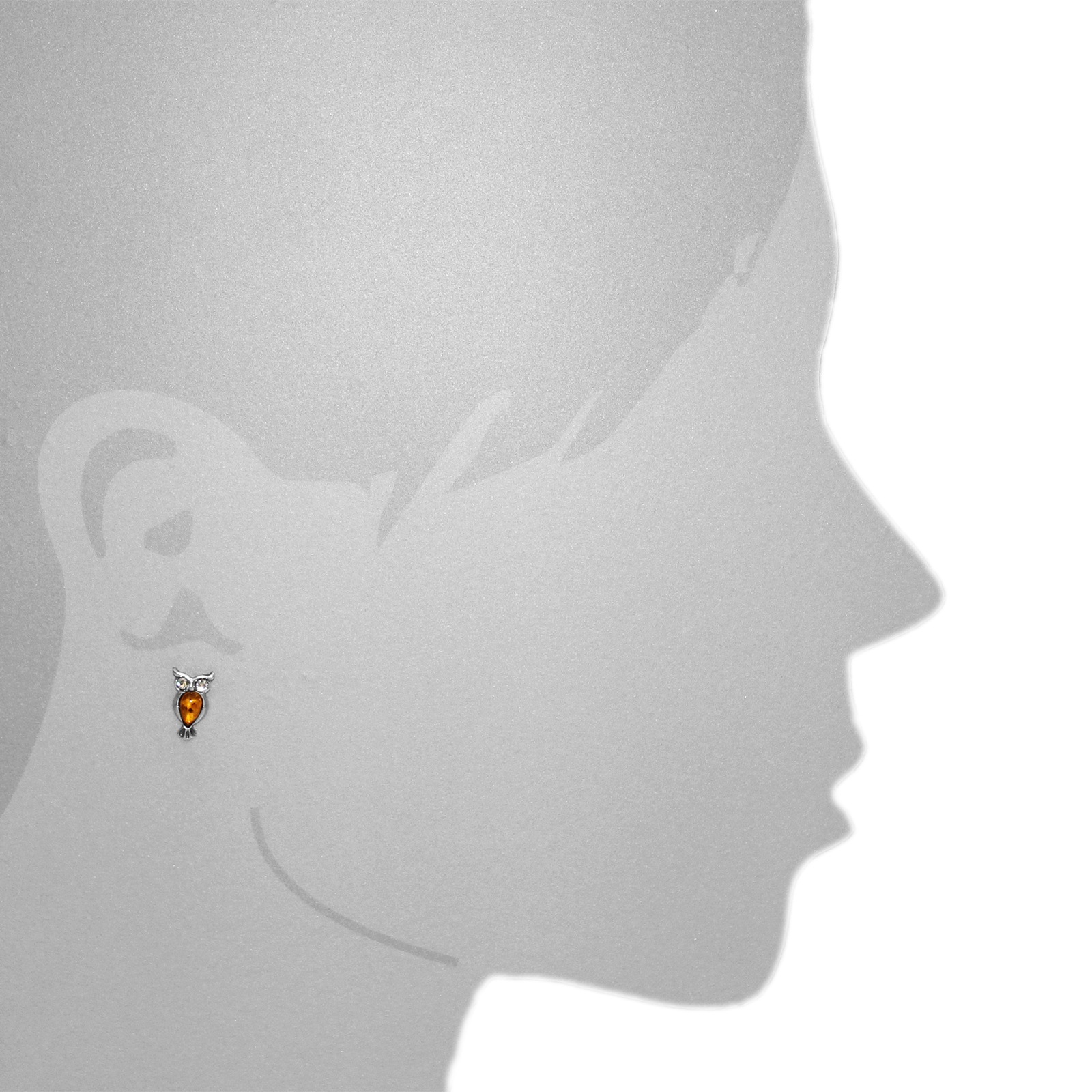 OSTSEE-SCHMUCK Paar Ohrstecker »- Eule - Silber 925/000 - Bernstein&Schmuckstein«