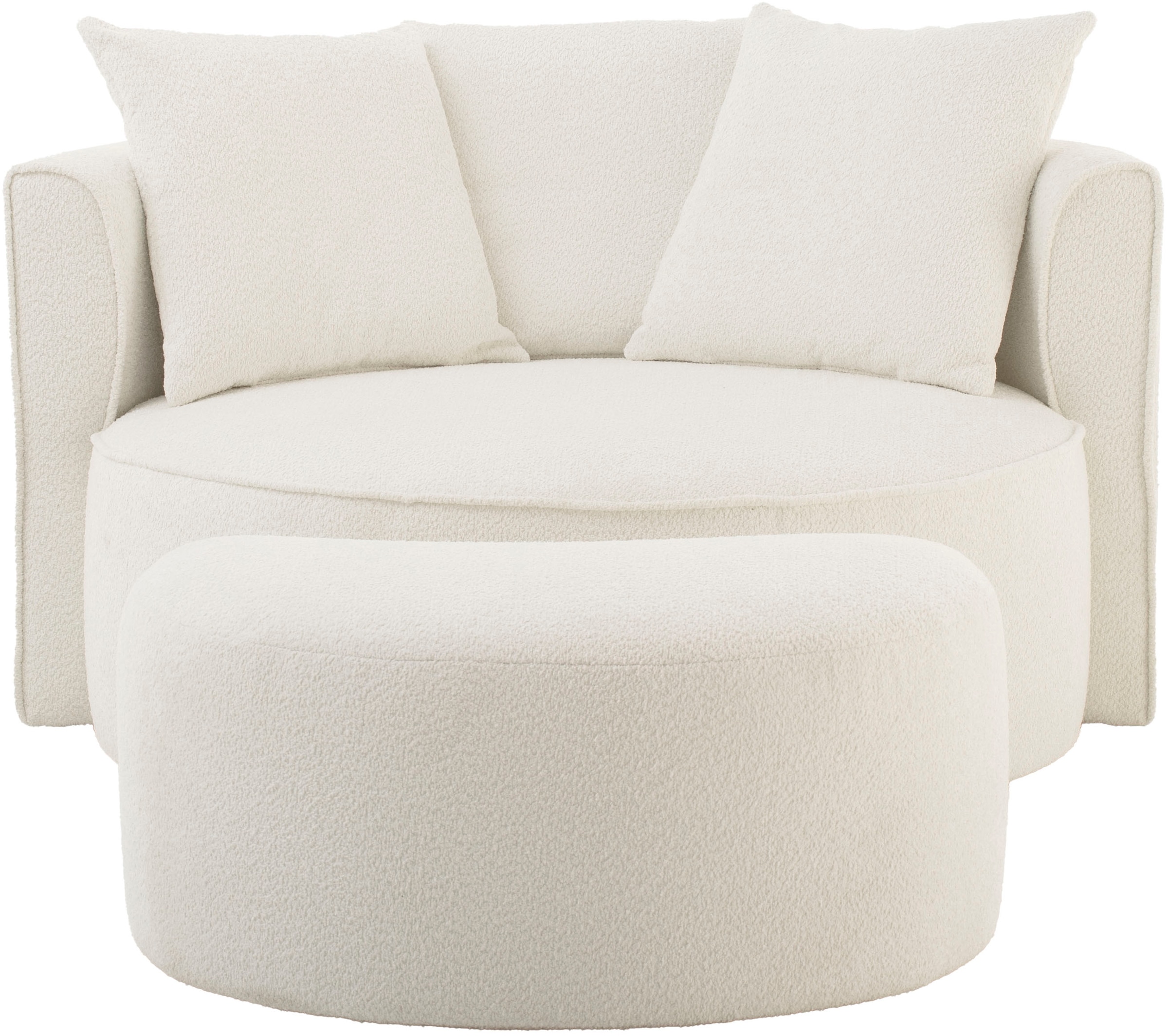 LeGer Home by Lena Gercke XXL-Sessel »ISALIE, Rundsessel mit Hocker, Lesesessel, Loveseat, Big-Sessel«, (Set), trendige Stoffe, mit 3 Zierkissen, große Sitzfläche
