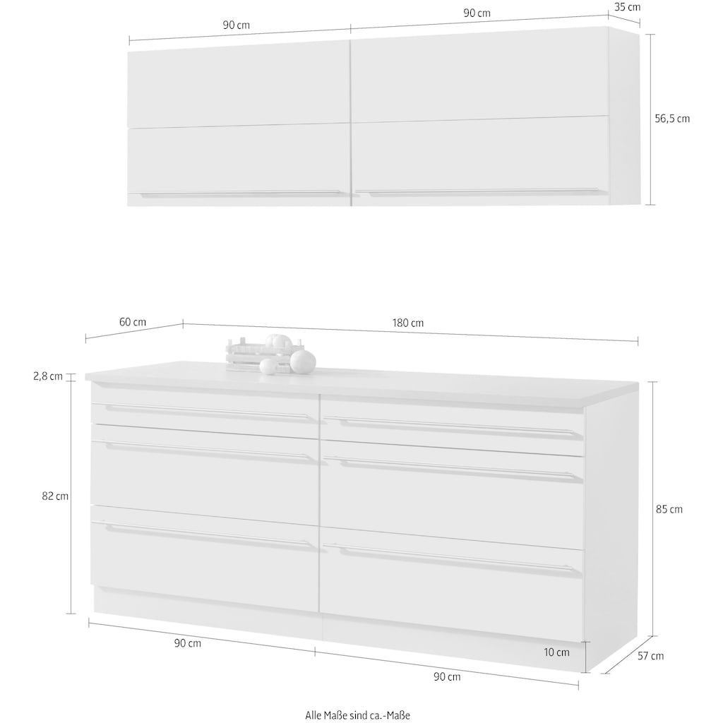 wiho Küchen Küchen-Set »Chicago«, ohne E-Geräte, Gesamtbreite 180 cm