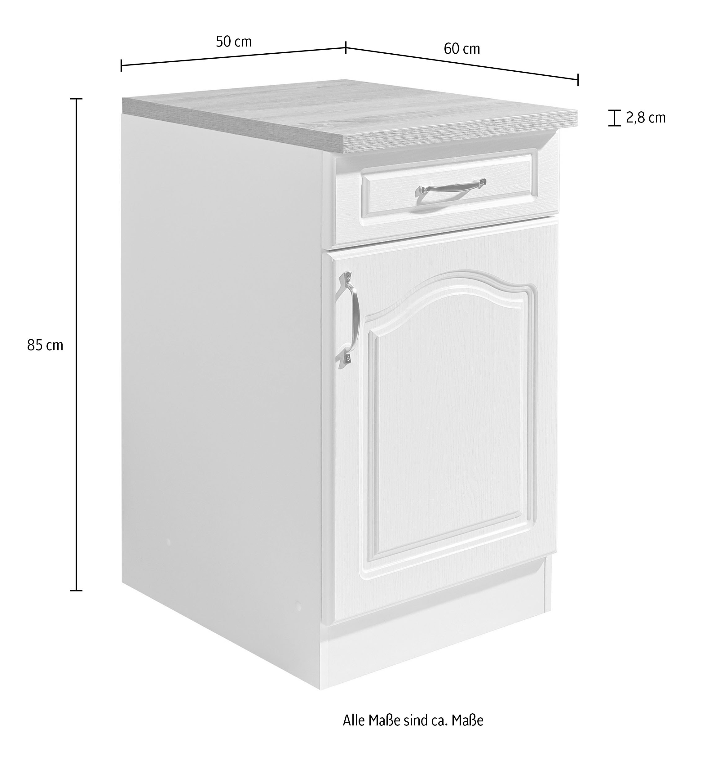 wiho Küchen Unterschrank »Linz«, 50 cm breit, in Landhaus-Optik