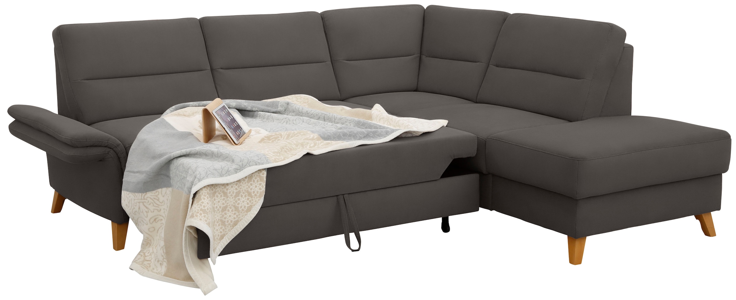 Home affaire Ecksofa »Westerland L-Form«, Federkern-Polsterung, wahlweise mit Bettfunktion, Bettkasten