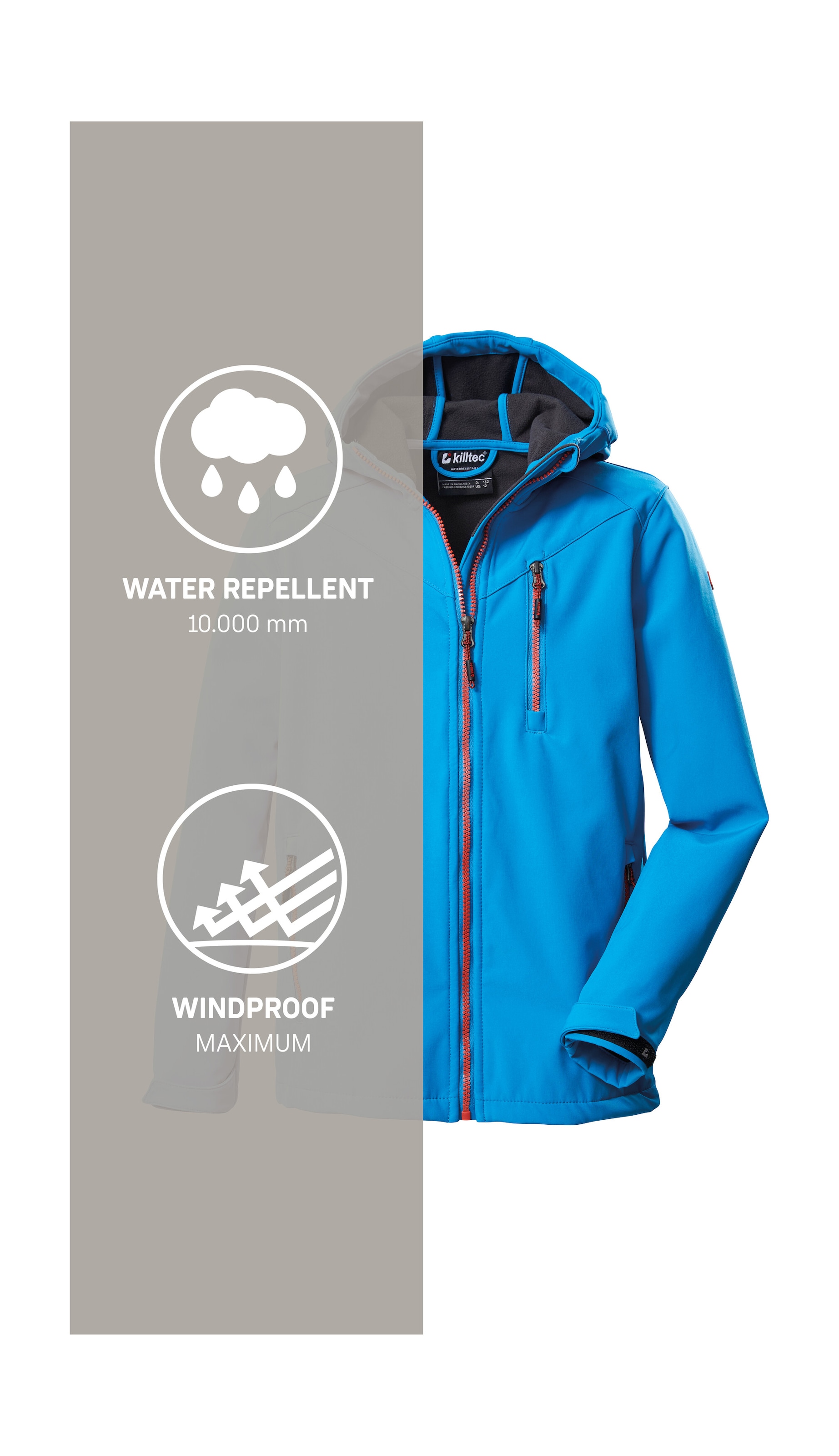 Killtec Softshelljacke »Boys Softshelljacke«, Wasserabweisende Softshelljacke mit Kapuze, Fleece und PFAs-frei