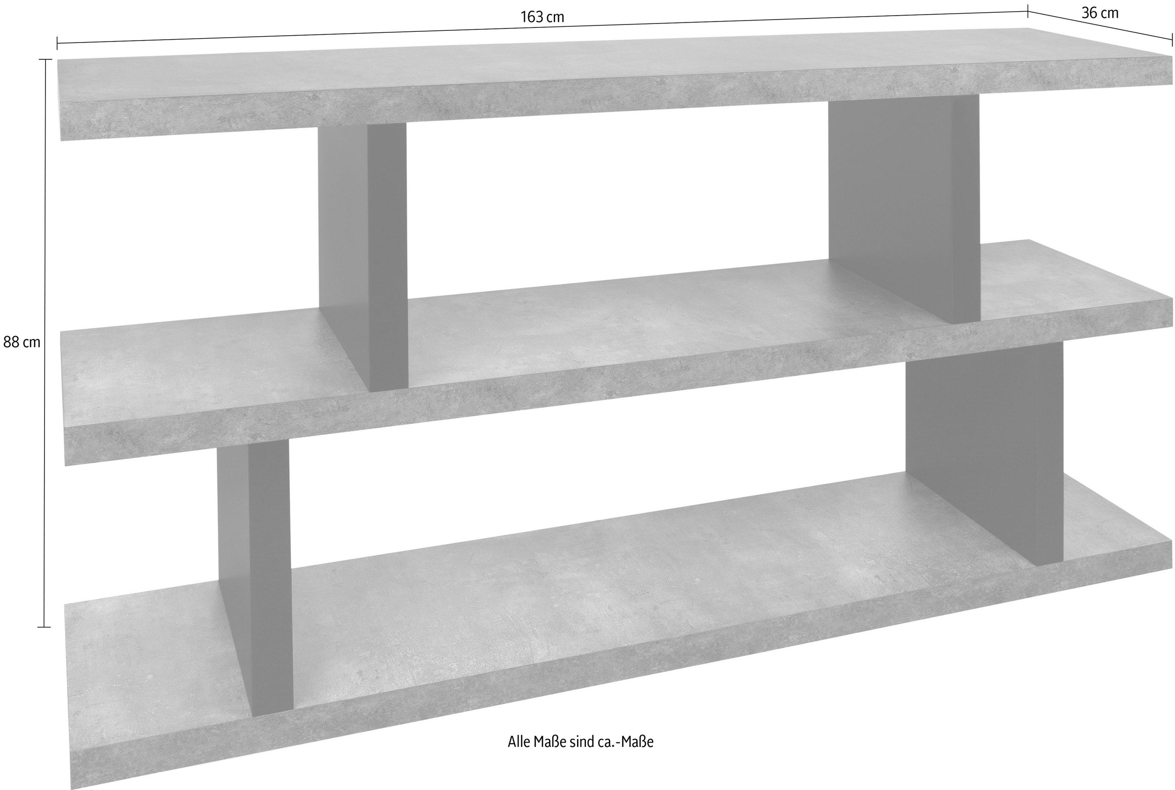 TemaHome Mehrzweckregal »Step«, in moderner Beton- und Rahmenoptik, Breite 163 cm