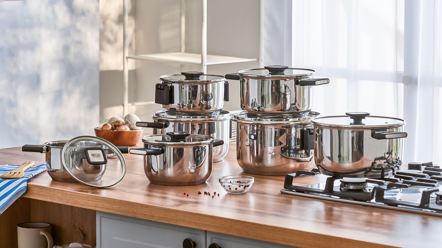 RESTO Kitchenware Kochtopf »Anser, energiesparend und spülmaschinenfest, im Geschenkkarton« 2 Stk. tlg. Edelstahl 18/10