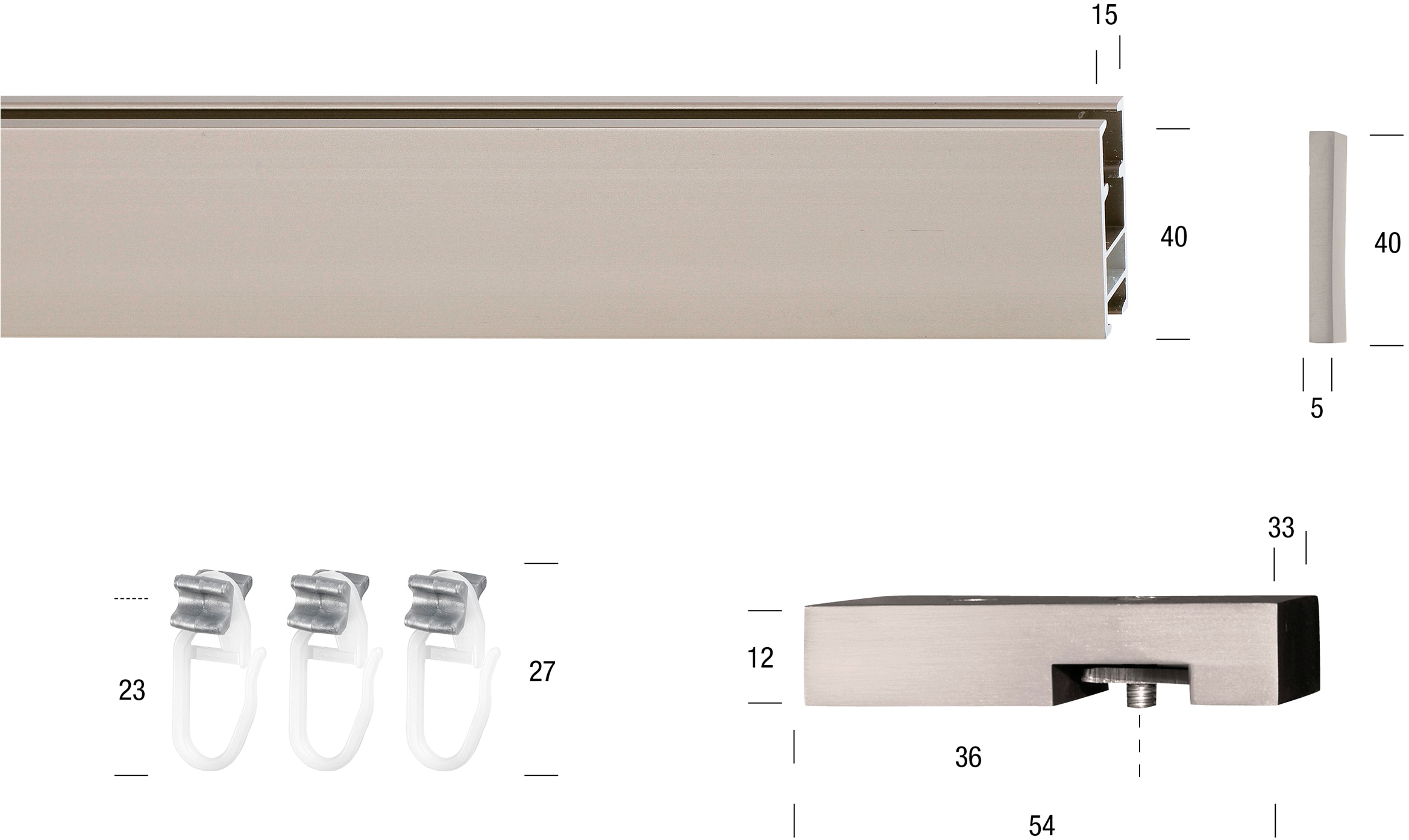 GARESA Gardinenstange »FLAT« 1 läufig-läufig Wunschmaßlänge Rechteckprofil,  perfekter Lauf, modern, verlängerbar, mit Endkappe