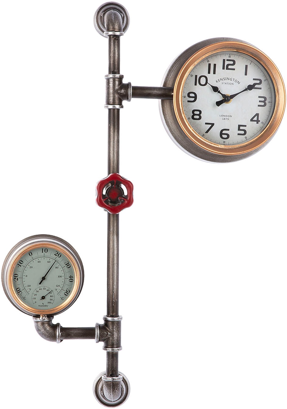 Casablanca by Gilde Wanduhr ""Abola" mit Antikfinish aus Metall" Mit Thermometer und Luftfeuchtigkeitsmesser