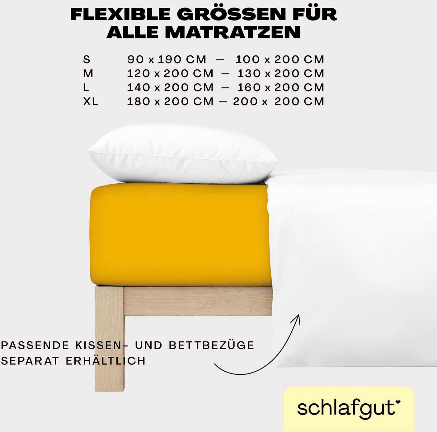 Schlafgut Spannbettlaken »EASY aus 100% Baumwolle, weich & saugfähig, Marken-Bettlaken«, für Matratzen bis 22 cm Höhe, in 90x200, 140x200 oder 180x200 cm