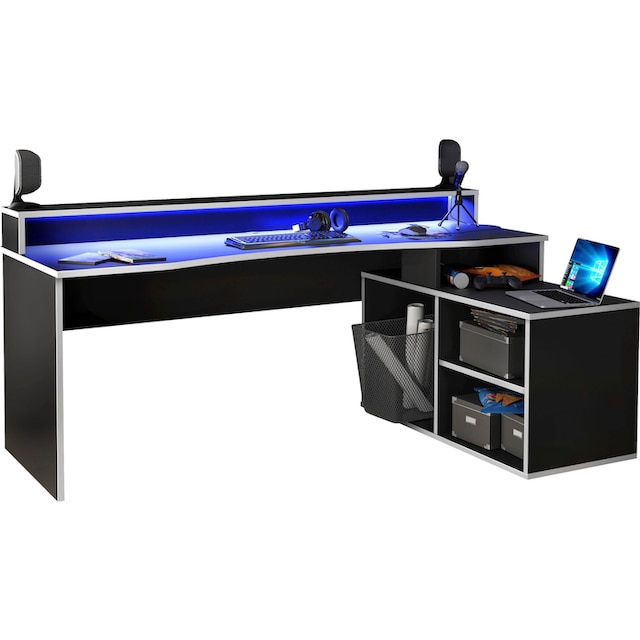 FORTE Gamingtisch »Tezaur«, mit RGB-Beleuchtung und Halterungen, Breite 200  cm, Ecktisch kaufen | UNIVERSAL