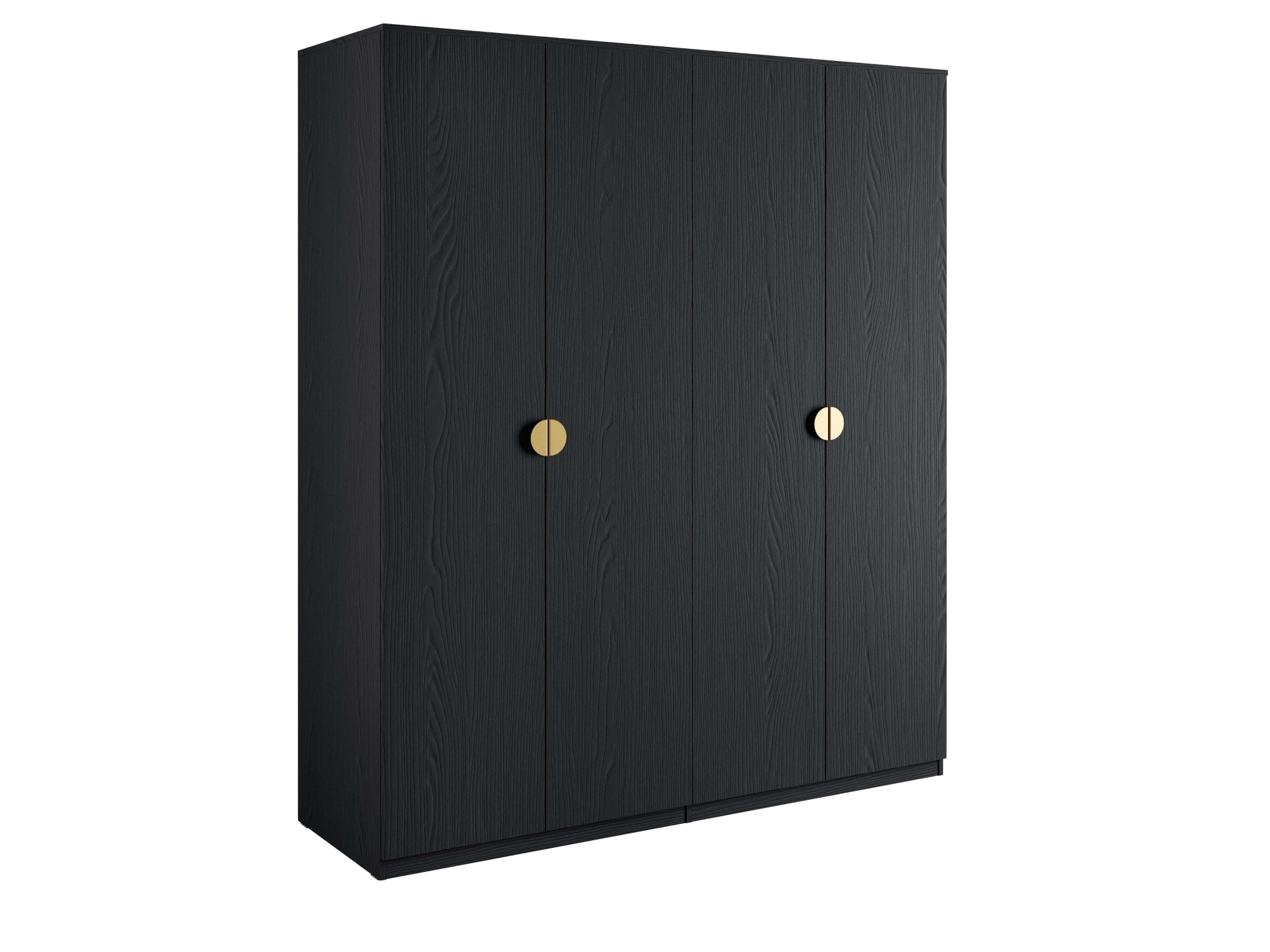 Leonique Kleiderschrank »BELLOT Garderobe, Wäscheschrank mit 4 Einlegeböden und 2 Kleiderstange«, mit 4 Drehtüren und goldenen Griffen, Maße B/T/H: 180/59/209 cm