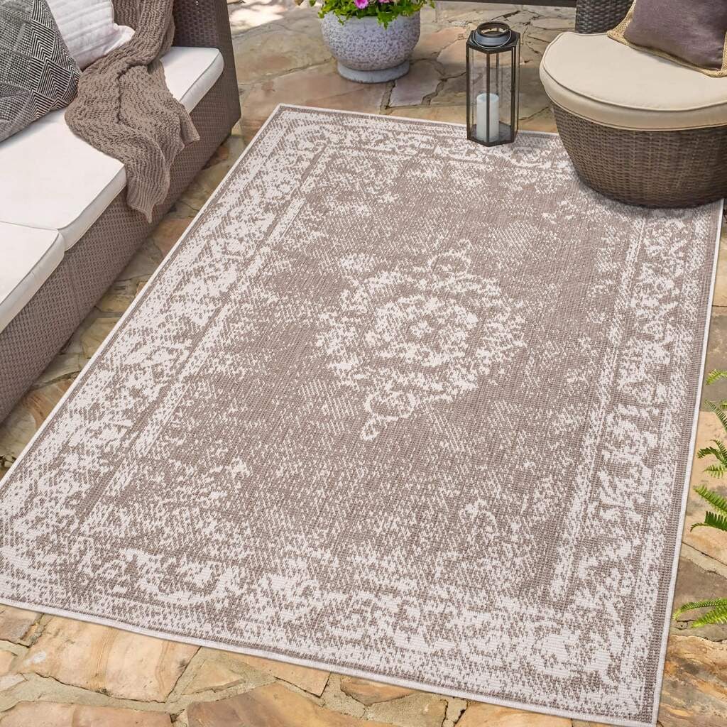 Carpet City Outdoorteppich »DUO RUG 5577«, rechteckig, 5 mm Höhe, Wendeteppich Wetterfest In- & Outdoor, Balkon, Terrasse, Wohnzimmer