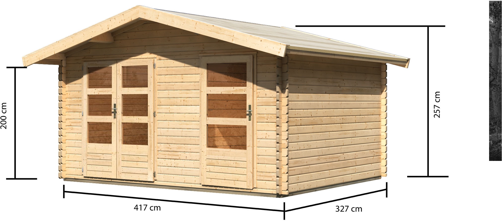 Karibu Gartenhaus »Lagor 1« 38mm, 2 Raumhaus, aus hochwertiger nordischer Fichte