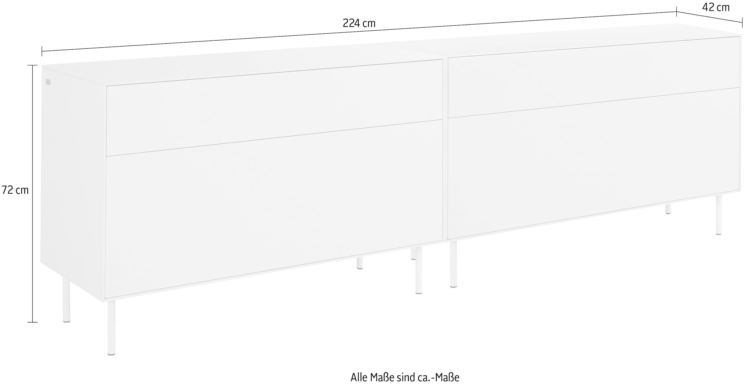 LeGer Home by Lena Gercke Lowboard »Essentials«, (2 St.), Breite: 224cm, MDF lackiert, Push-to-open-Funktion
