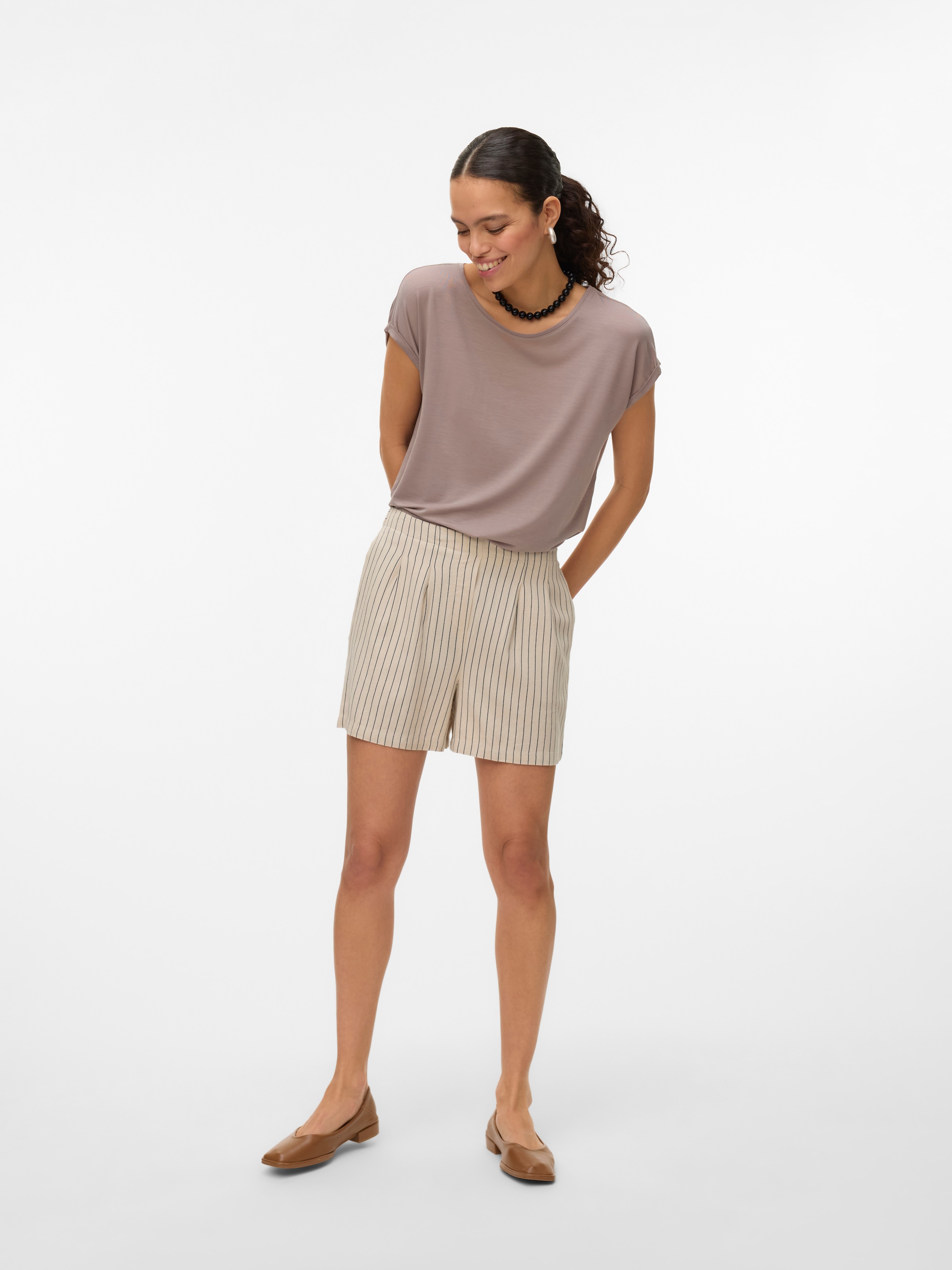 Vero Moda Rundhalsshirt »VMAVA PLAIN SS TOP GAJRS NOOS«