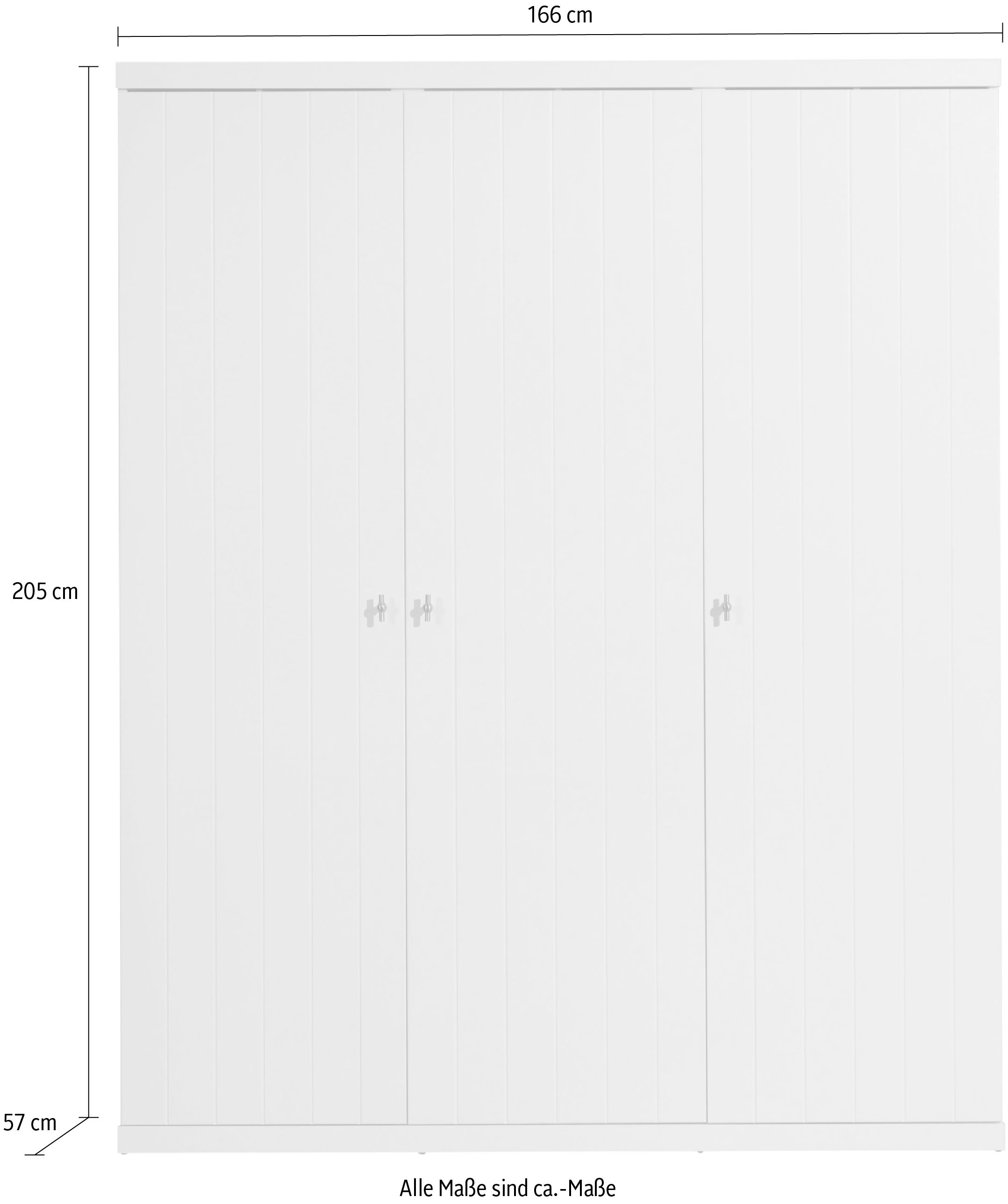Vipack Kleiderschrank, (Made in Europe), Kleiderschrank mit 3 Türen, bietet viel Stauraum, Ausf. Weiß lackiert