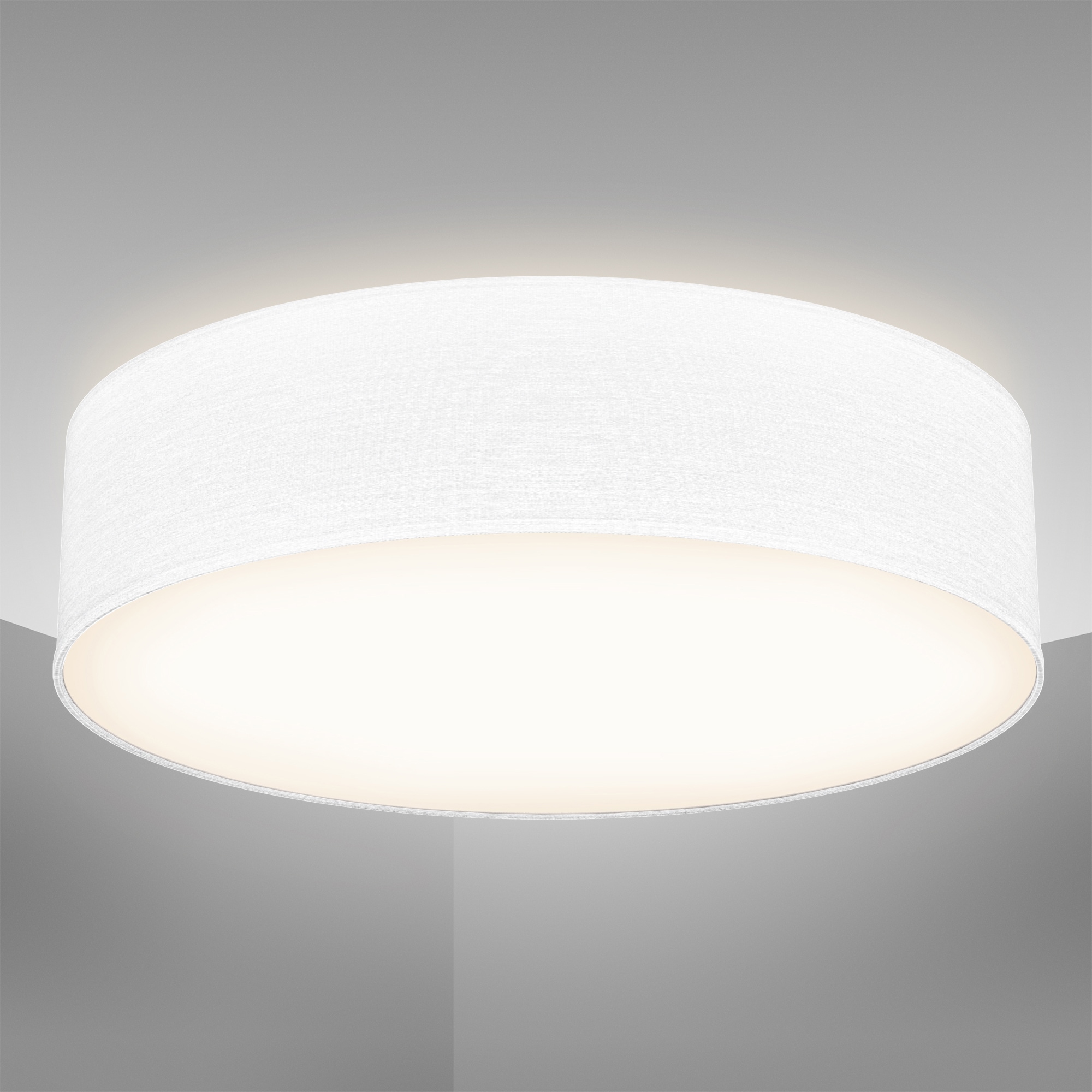 B.K.Licht Deckenleuchte »BK_SD1218 Deckenlampe, Ø38cm, Stoffschirm Weiß, 2x E27-Fassung«, 2 flammig, Leuchtmittel E27 | ohne Leuchtmittel, Bürolampe, Textilschirm, 2-Flammig, ohne Leuchtmittel