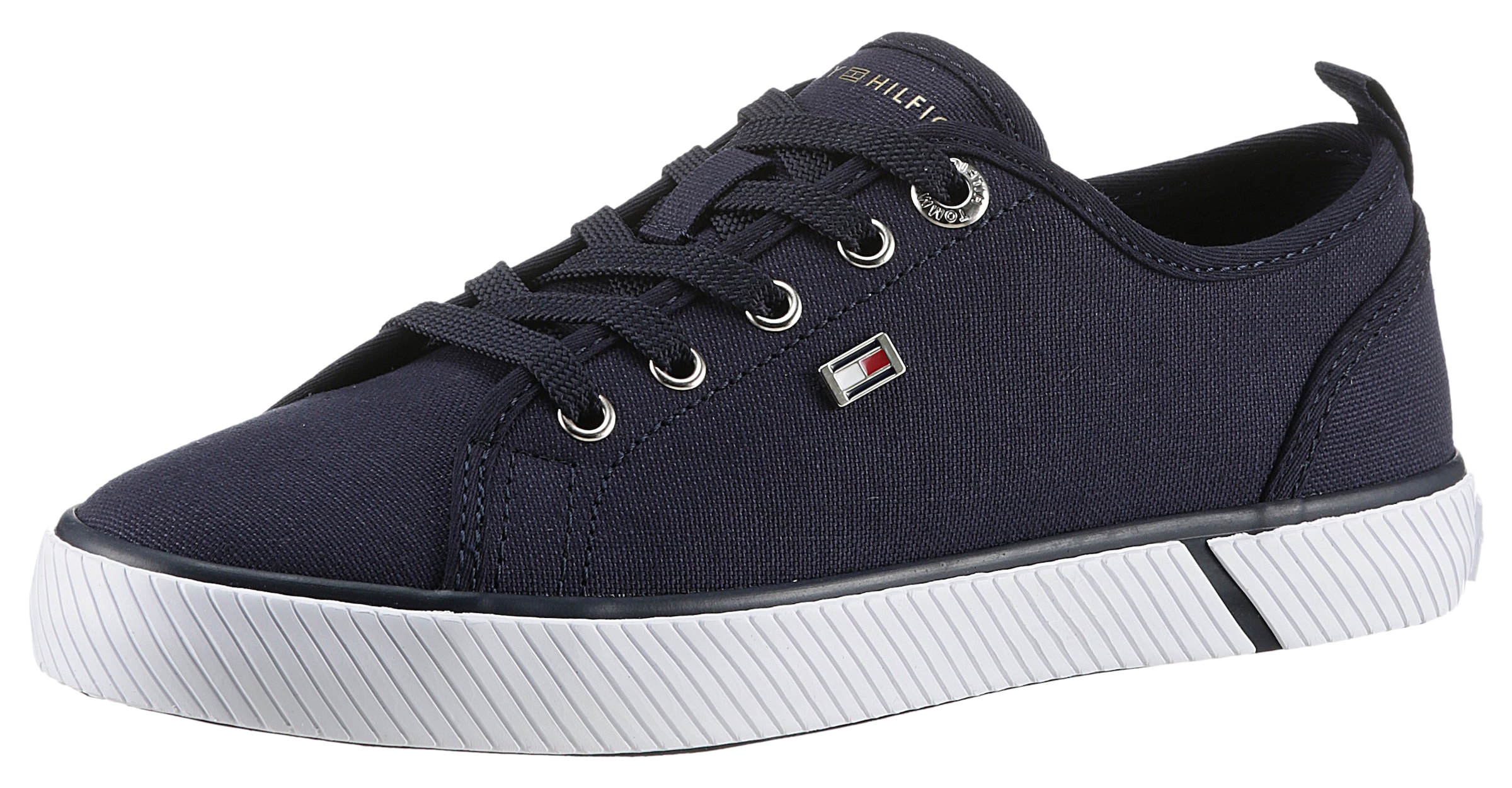 Tommy Hilfiger Plateausneaker »VULC CANVAS SNEAKER«, Freizeitschuh, Halbschuh, Schnürschuh mit praktischer Anziehlasche
