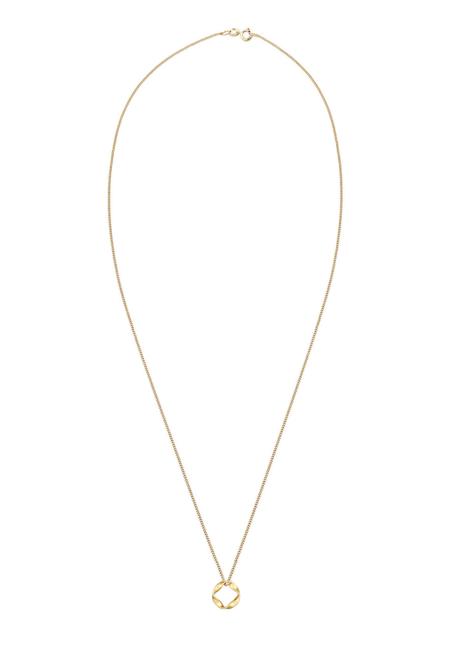 Elli Premium Kette mit Anhänger »Halskette Kreis Design Twisted Gedreht 585 Gelbgold«