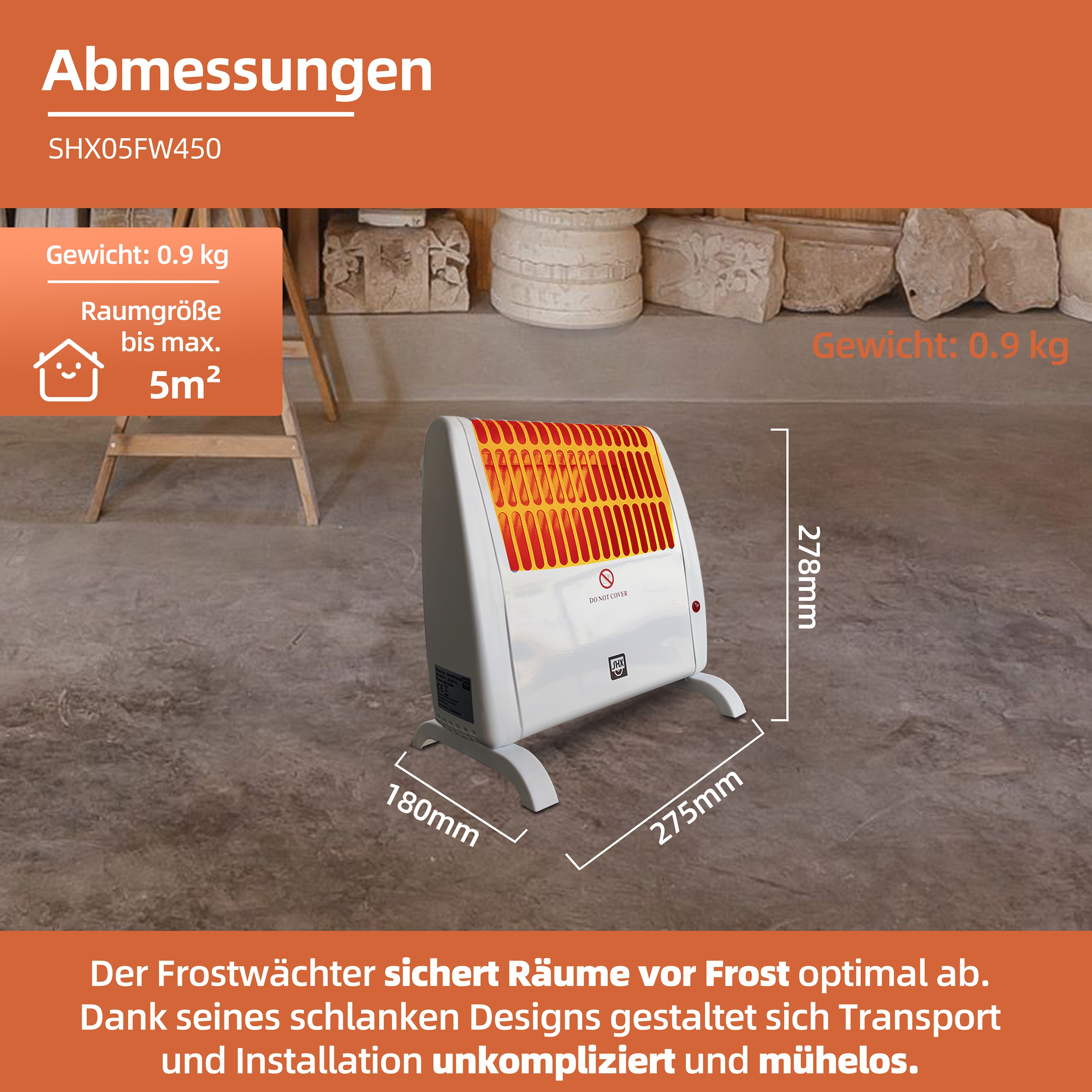 SHX Heizstrahler »SHX05FW450«, 520 W, Wandhalterung, 450W