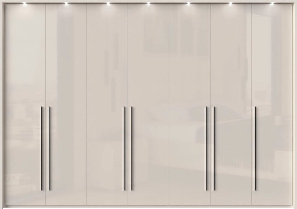 Places of Style Kleiderschrank »Piano, inklusive Rahmen und Beleuchtung, soft-close-Funktion«, (viele Breiten zur Auswahl, 226cm hoch), beige oder weiß, UV lackiert, Hochglanzfronten, FSC-zertifiziert