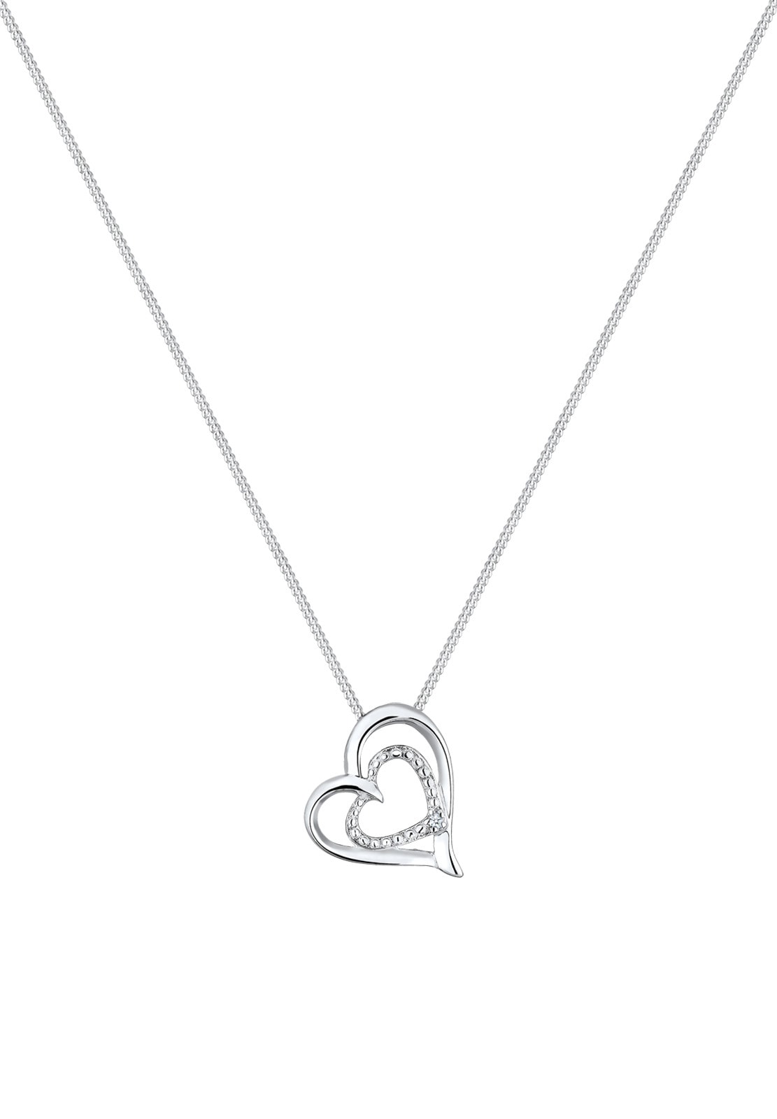 Elli DIAMONDS Silberkette »Halskette Herz Liebesbeweis Diamant (0.015 ct.) Silber«