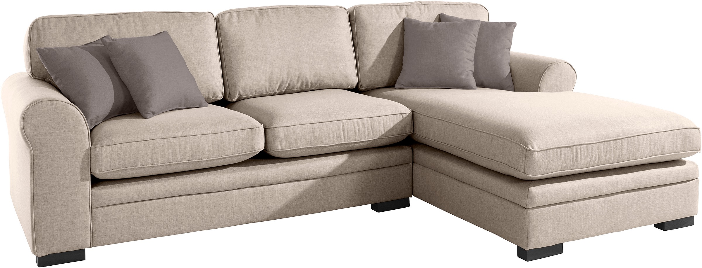 Home affaire Ecksofa »Broughton L-Form«, weicher Sitzkomfort, incl. 4 Zierkissen, Keder