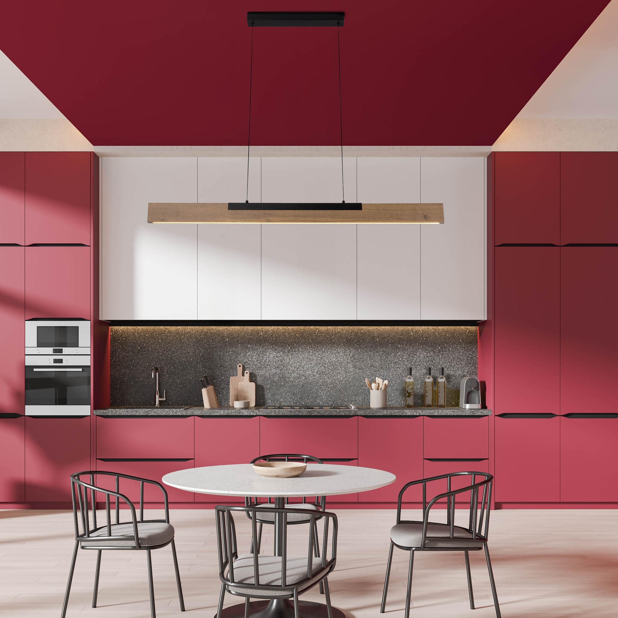 näve LED Pendelleuchte »Wilma« LED-Modul 1 Stk. Warmweiß mit Holz, dimmbar per Wandschalter, Memoryfunktion, höhenverstellbar