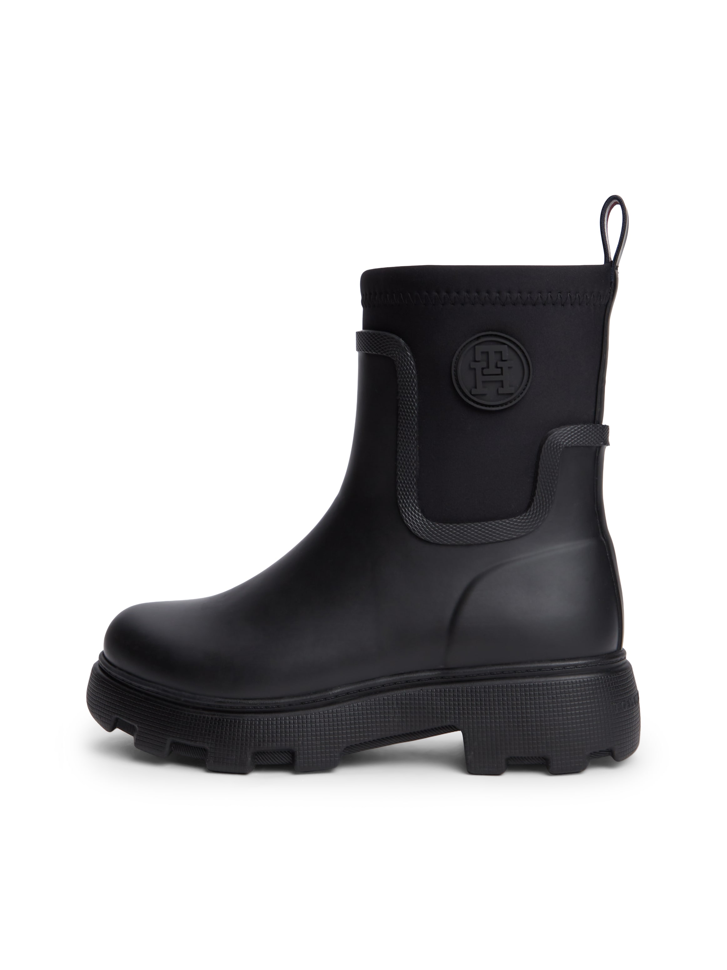 Tommy Hilfiger Gummistiefelette »TH STAMP WARM ANKLE RAIN BOOT«  Blockabsatz, Regenboots mit TH-Logoemblem