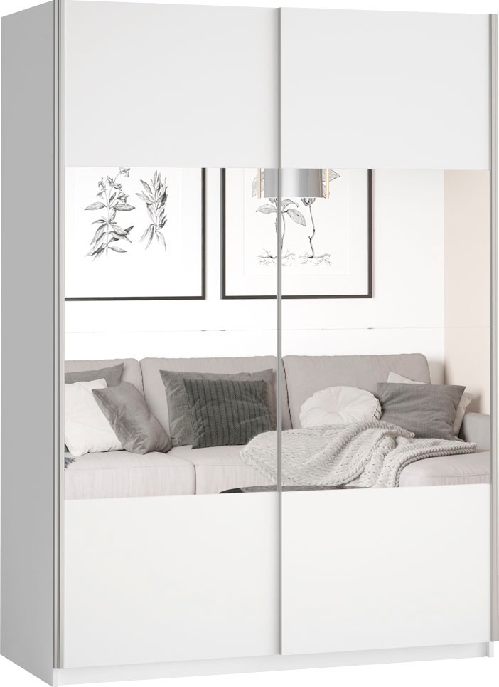 Home affaire Schwebetürenschrank »Beta Schiebetürenschrank Kleiderschrank Wäscheschrank« mit Spiegel, INKLUSIVE kompletter Innenausstattung, Metallgriffe