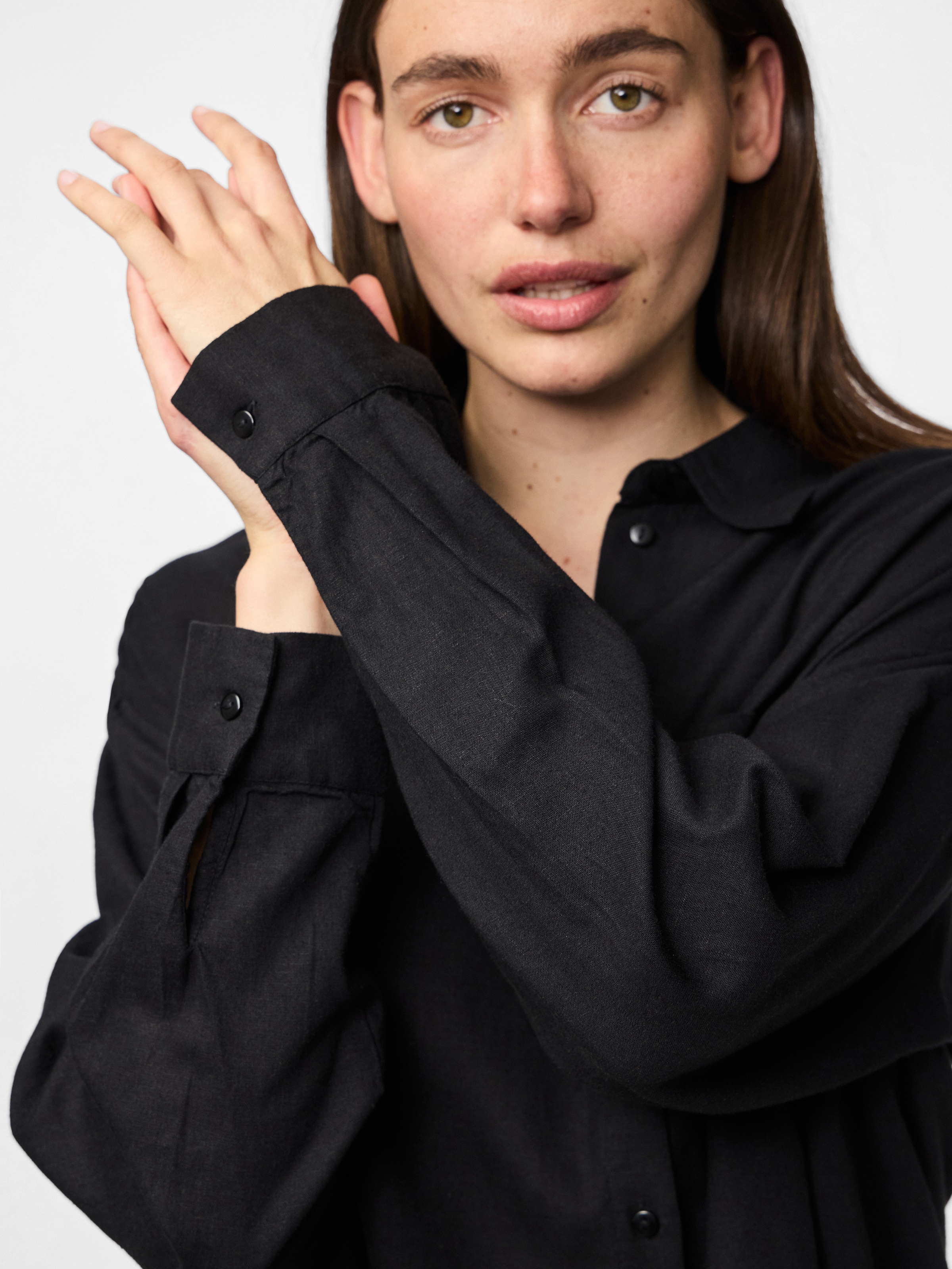 pieces Hemdbluse »PCPIA LS LOOSE SHIRT WVN NOOS«, mit Leinen