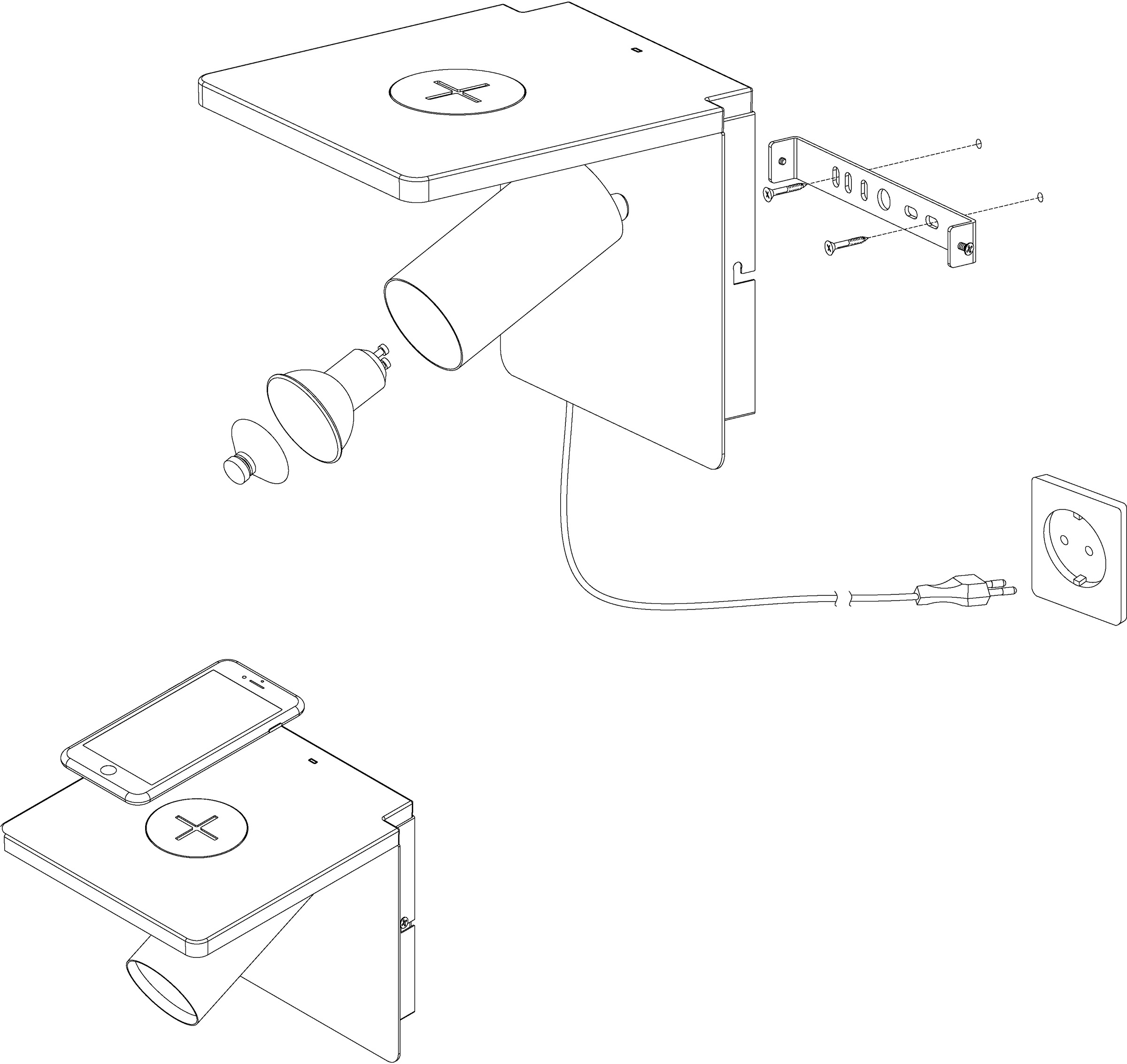 EGLO Wandleuchte »CIGLIE« GU10 1 Stk. Warmweiß QI-charger